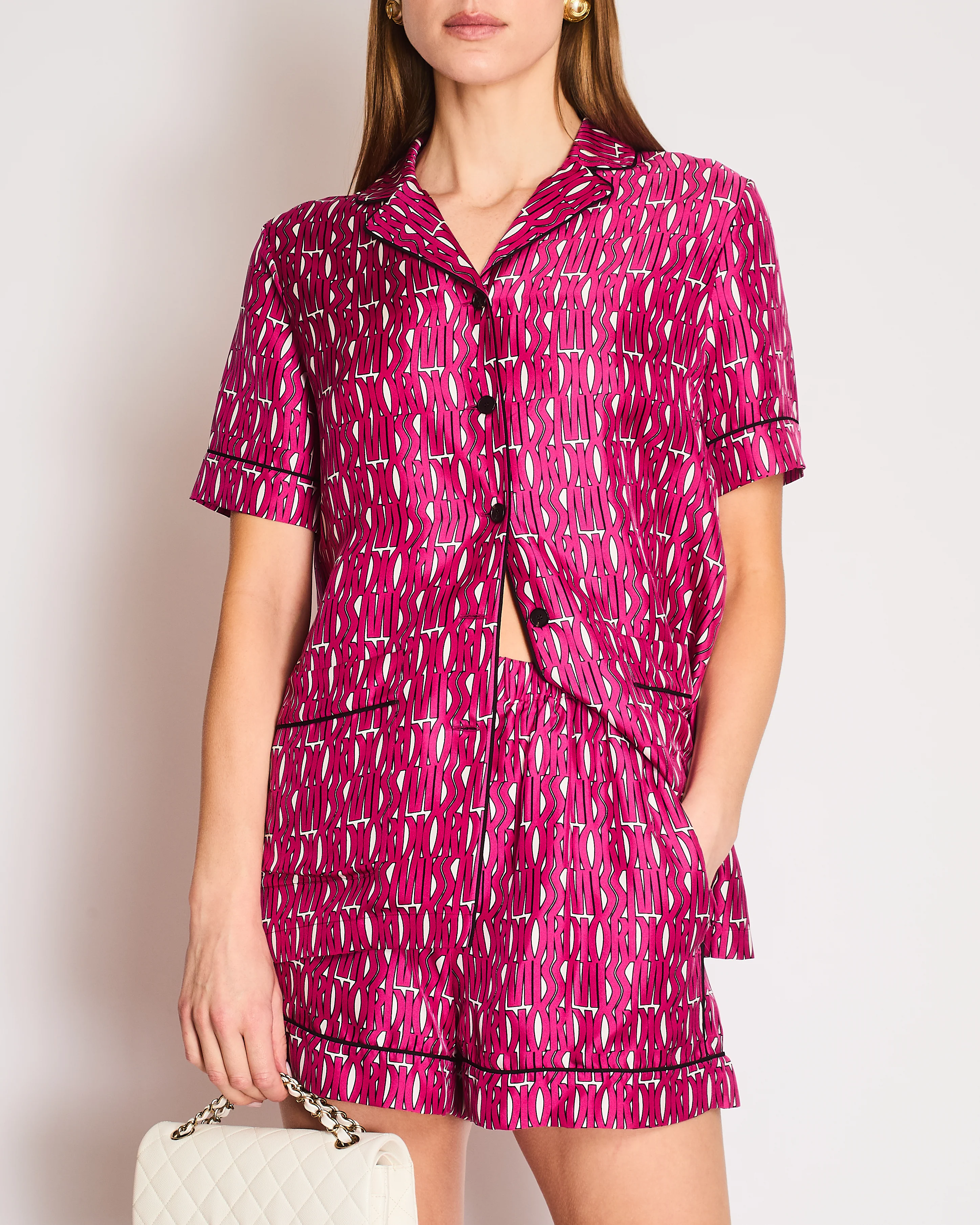 Christian Dior Pink "MISS DIOR" Silk Shirt with Matching Short Size 36 (UK 8) - Image 3