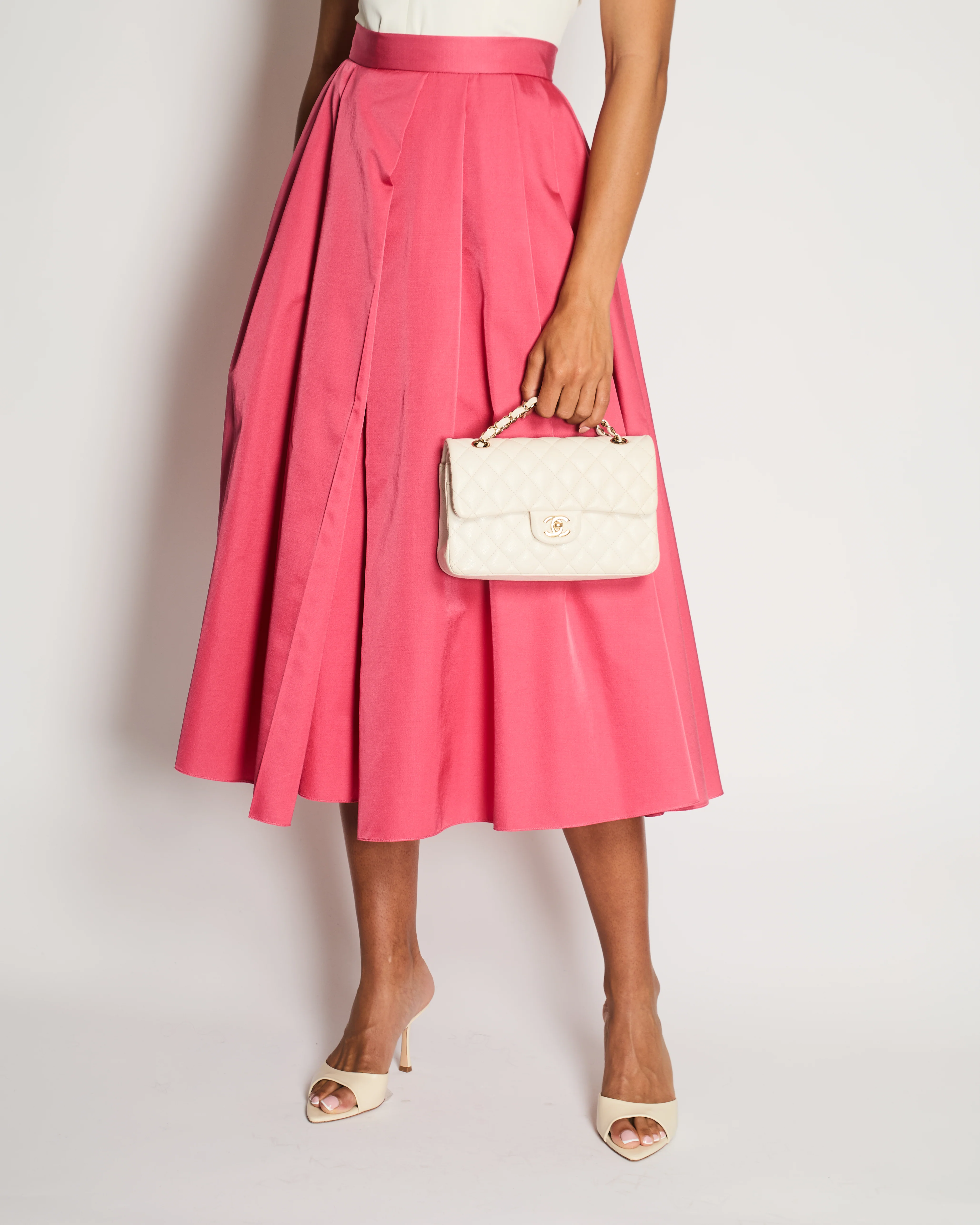 Christian Dior Pink Wool and Silk Pleated Midi Skirt Size FR 40 (UK 12) - Image 2
