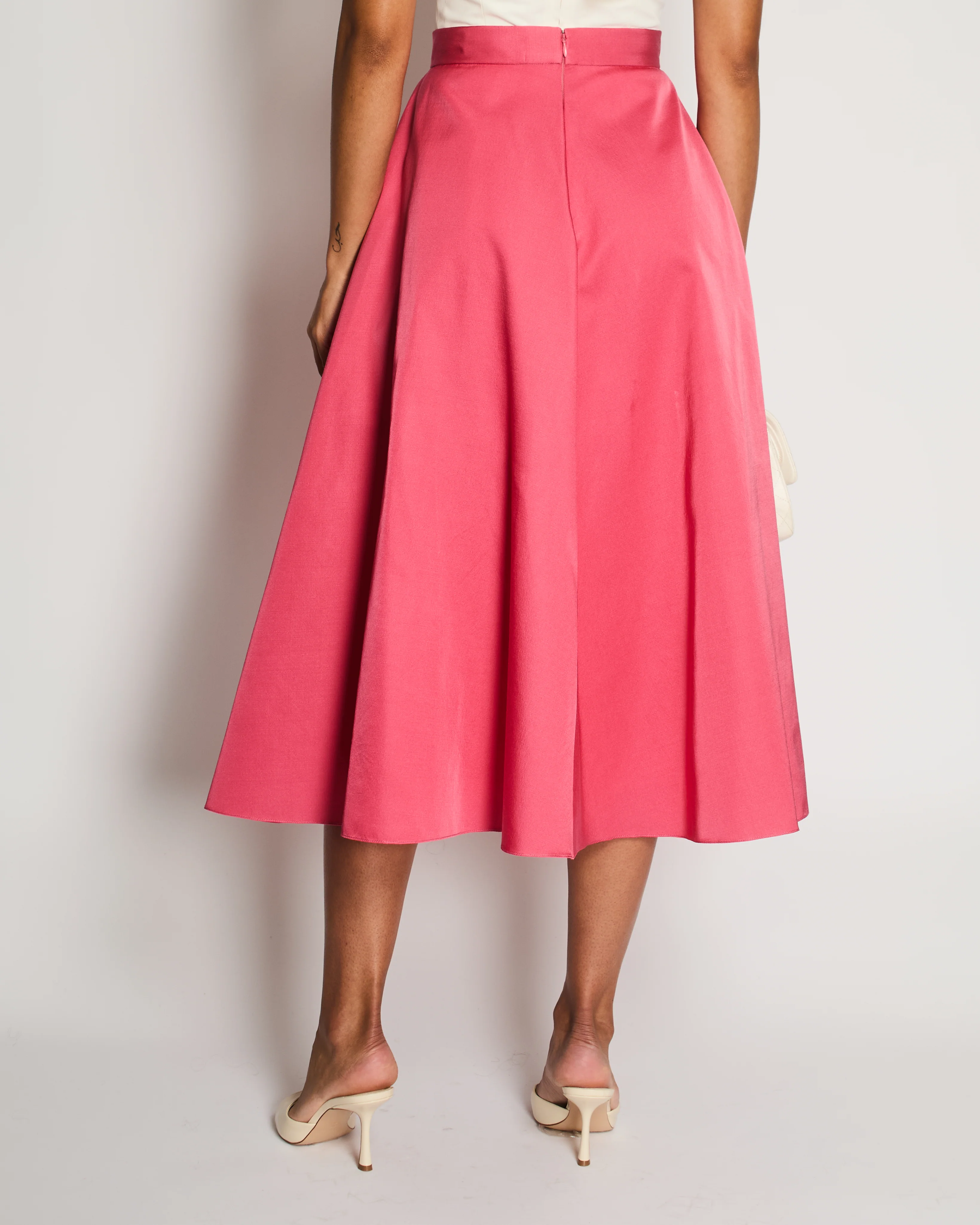 Christian Dior Pink Wool and Silk Pleated Midi Skirt Size FR 40 (UK 12) - Image 4