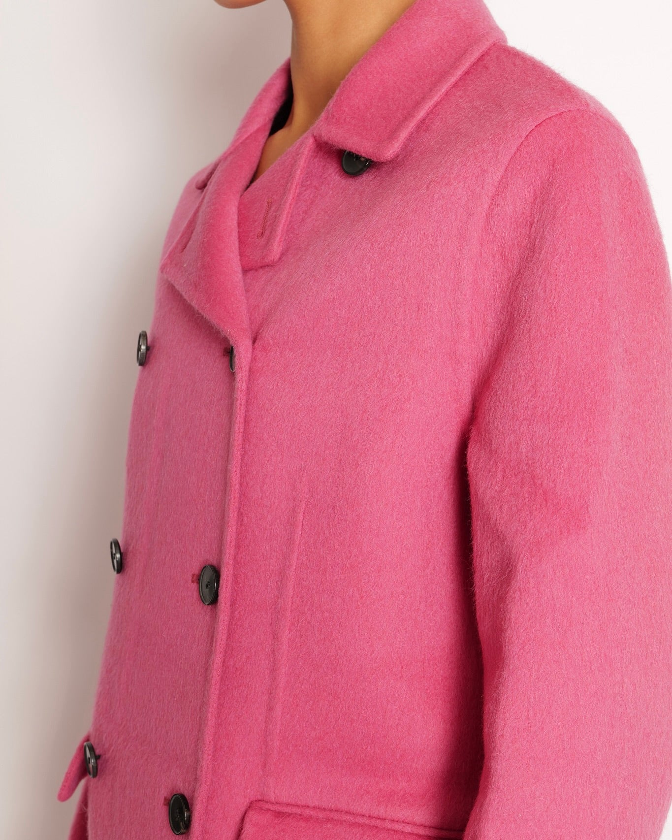 Christian Dior Pink Wool Double-Breasted Coat with Black Buttons Size FR 36 (UK 8) - Image 2