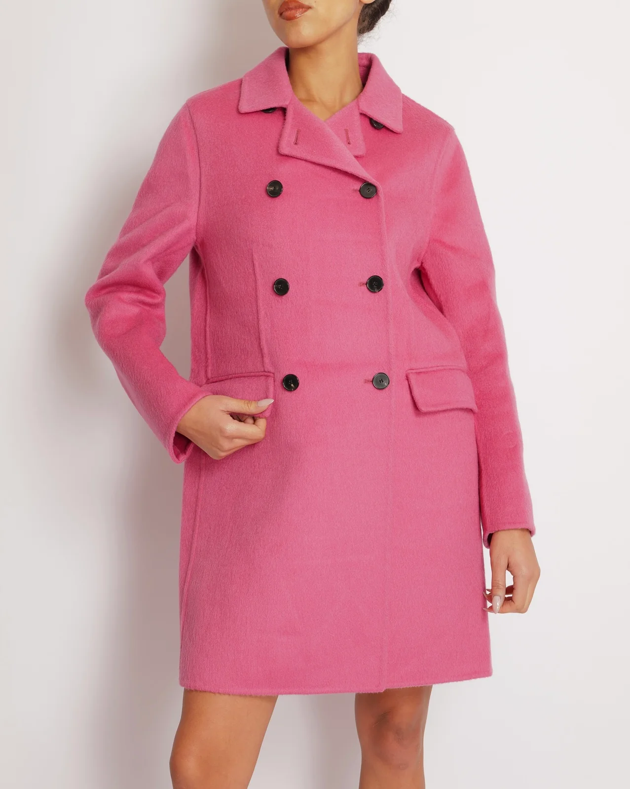 Christian Dior Pink Wool Double-Breasted Coat with Black Buttons Size FR 36 (UK 8) - Image 5