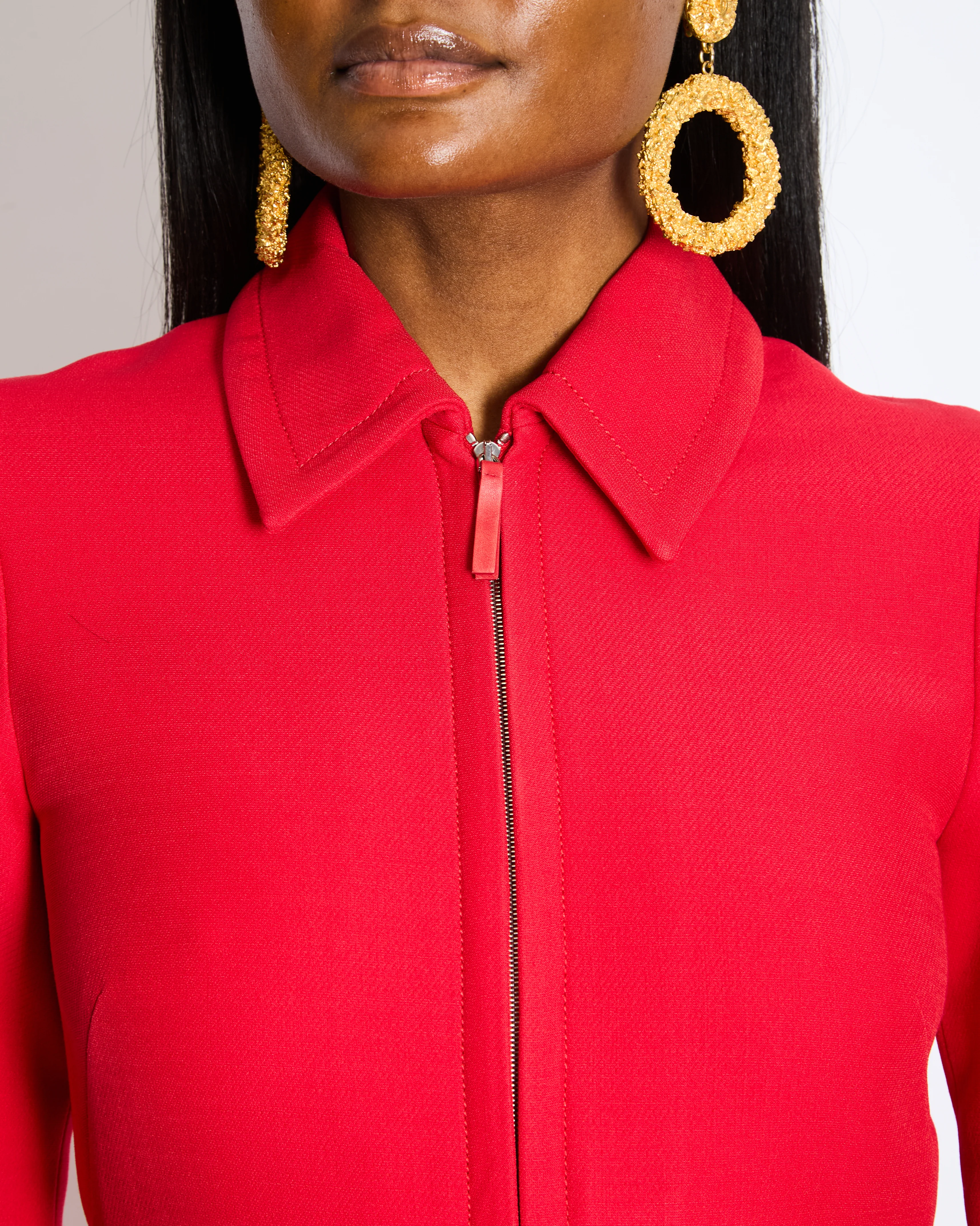Christian Dior Red Belted Wool Mini Dress with Front Zip Detail Size FR 34 (UK 6) - Image 4