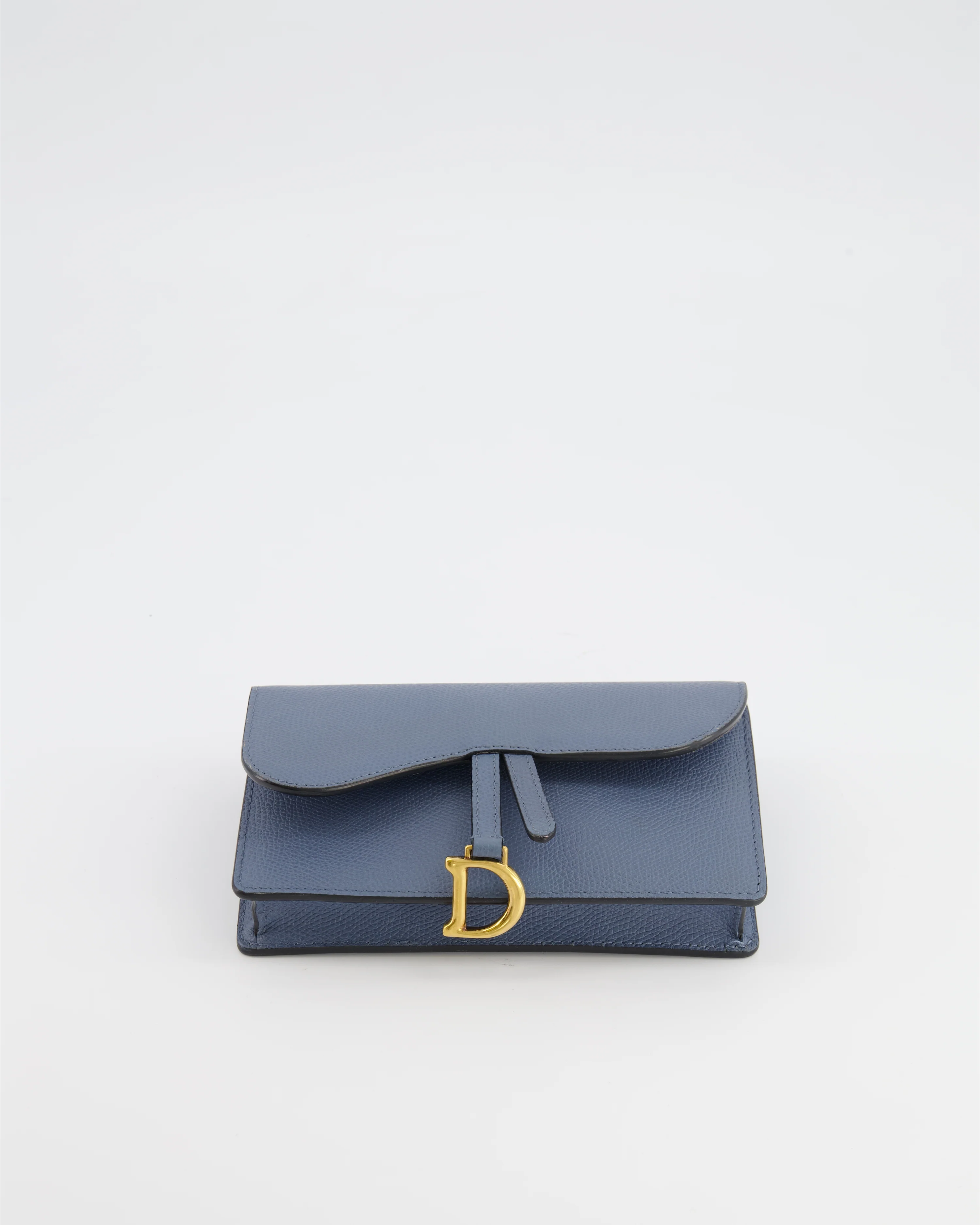 Christian Dior Shadow Blue Leather Small Saddle Belt Bag with Gold Hardware - Image 17