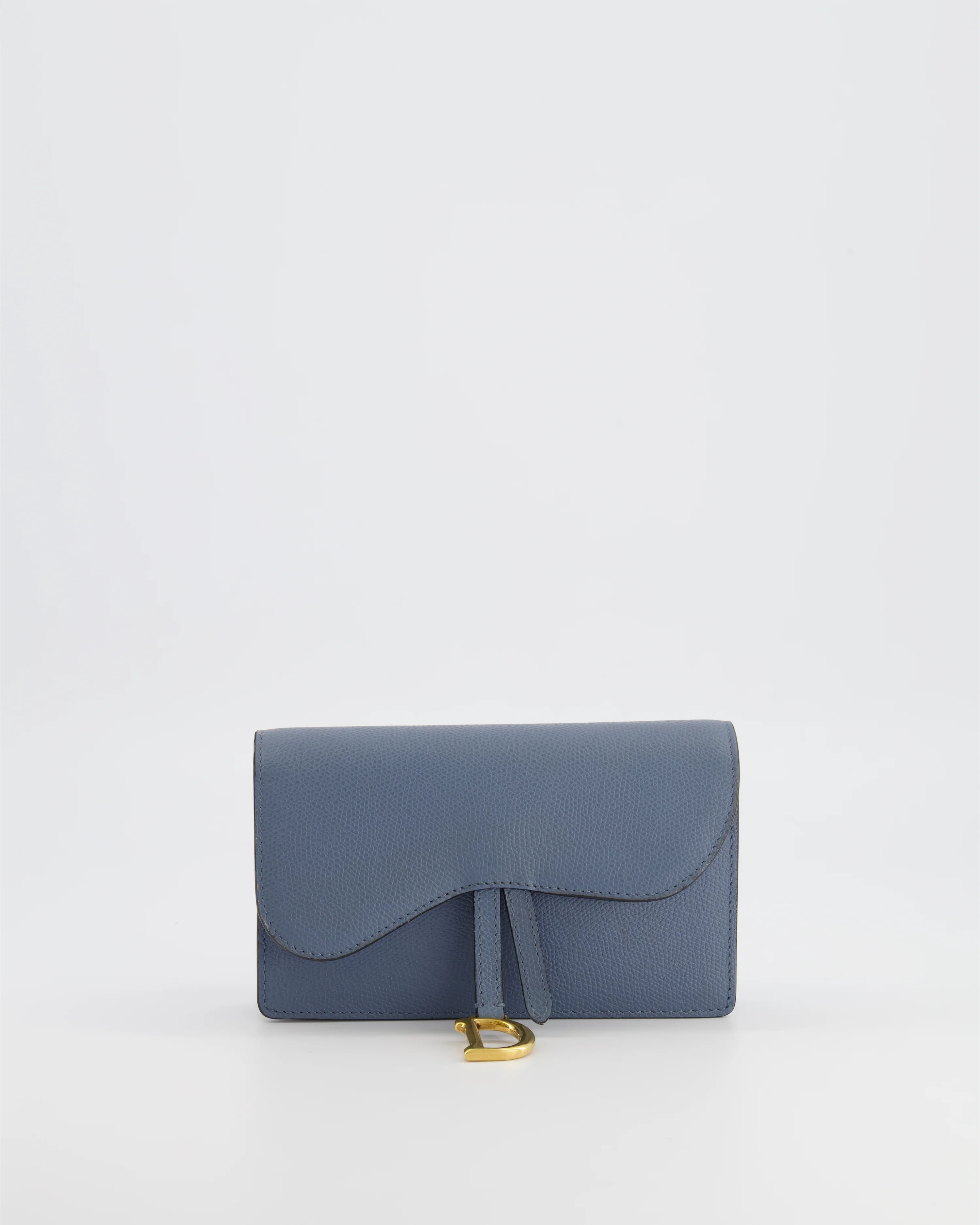 Christian Dior Shadow Blue Leather Small Saddle Belt Bag with Gold Hardware - Image 2
