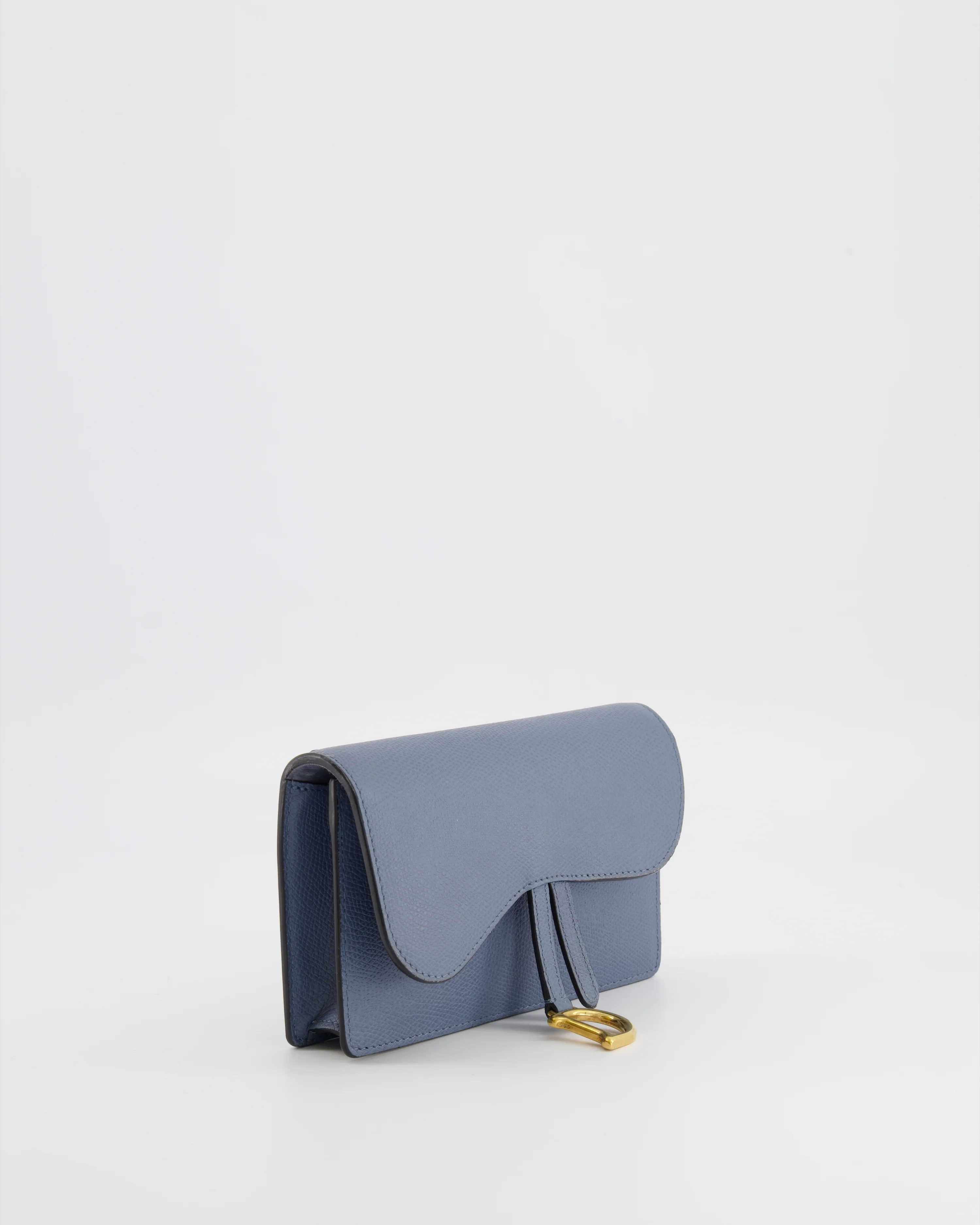 Christian Dior Shadow Blue Leather Small Saddle Belt Bag with Gold Hardware - Image 3