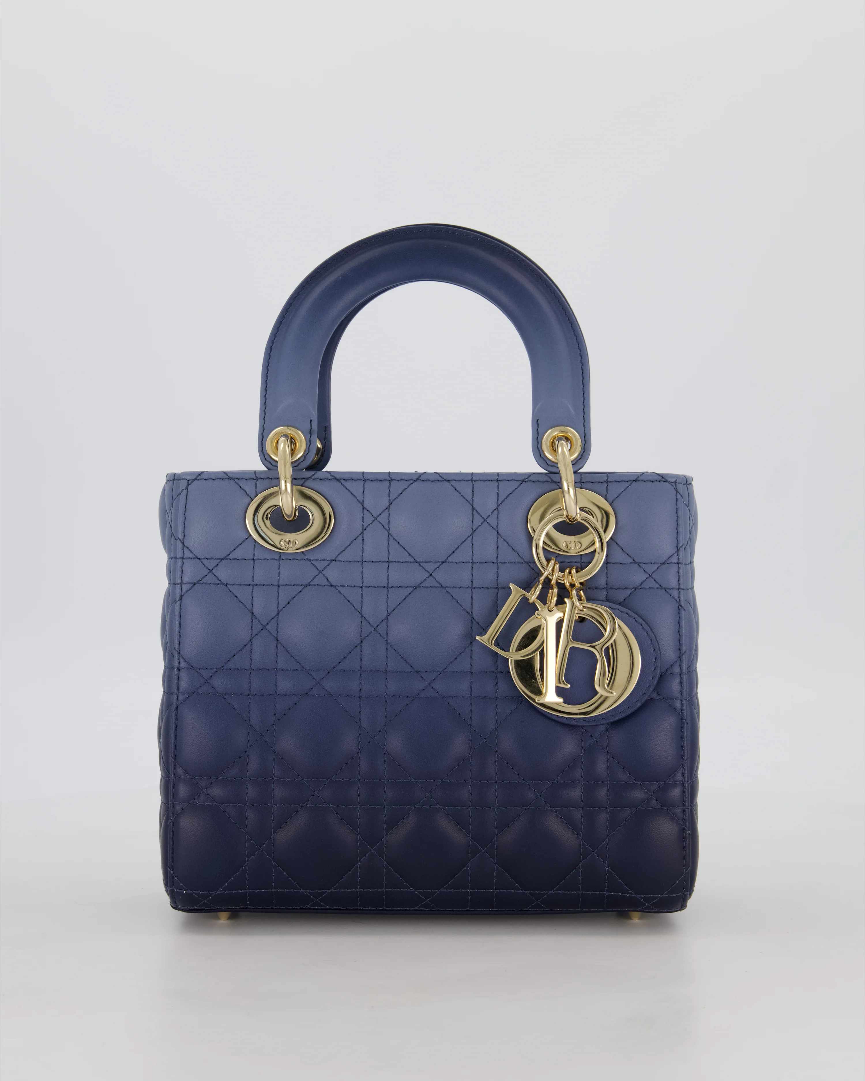 Christian Dior Small Lady Dior ABC Bag in Blue Ombre Gradient Cannage Lambskin Leather and Champagne Gold Hardware - Image 2