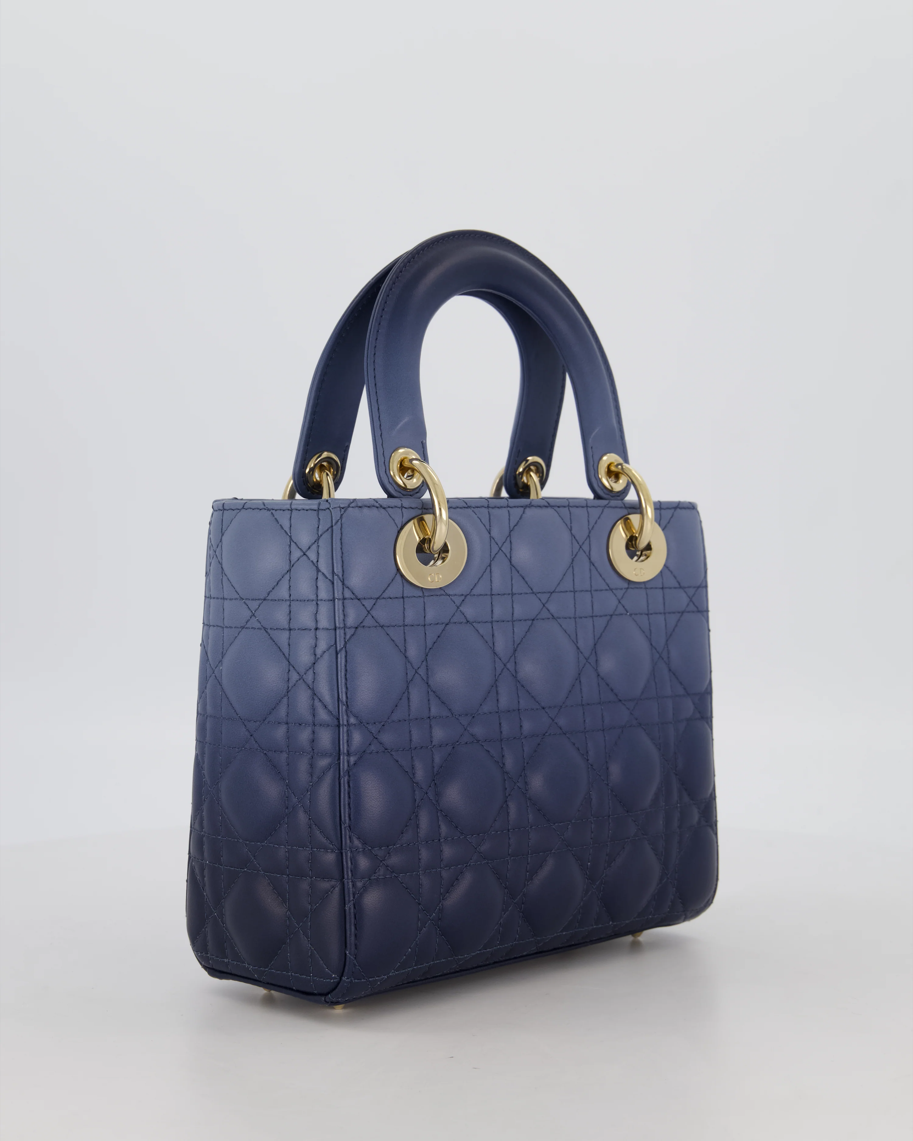 Christian Dior Small Lady Dior ABC Bag in Blue Ombre Gradient Cannage Lambskin Leather and Champagne Gold Hardware - Image 7