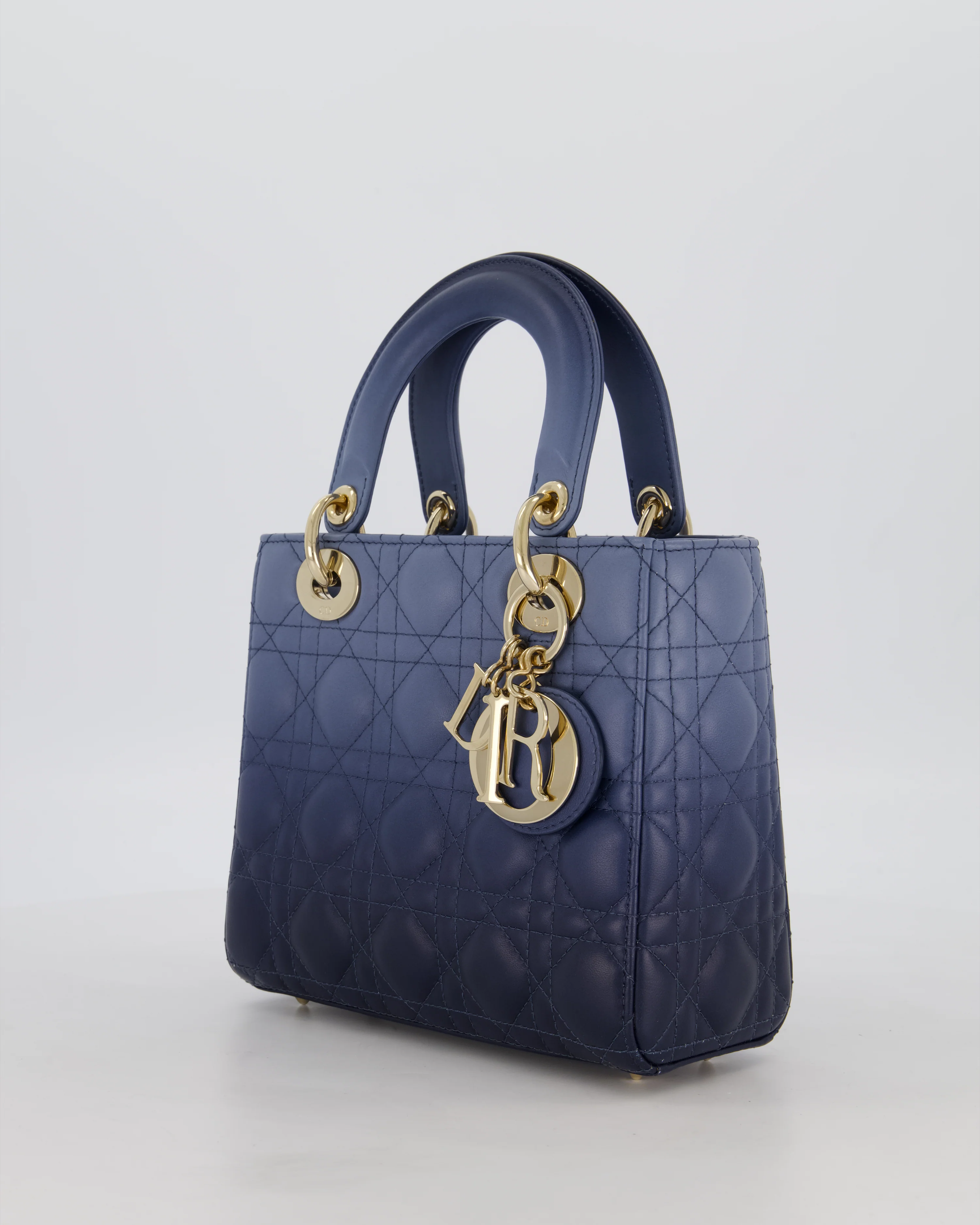 Christian Dior Small Lady Dior ABC Bag in Blue Ombre Gradient Cannage Lambskin Leather and Champagne Gold Hardware - Image 9