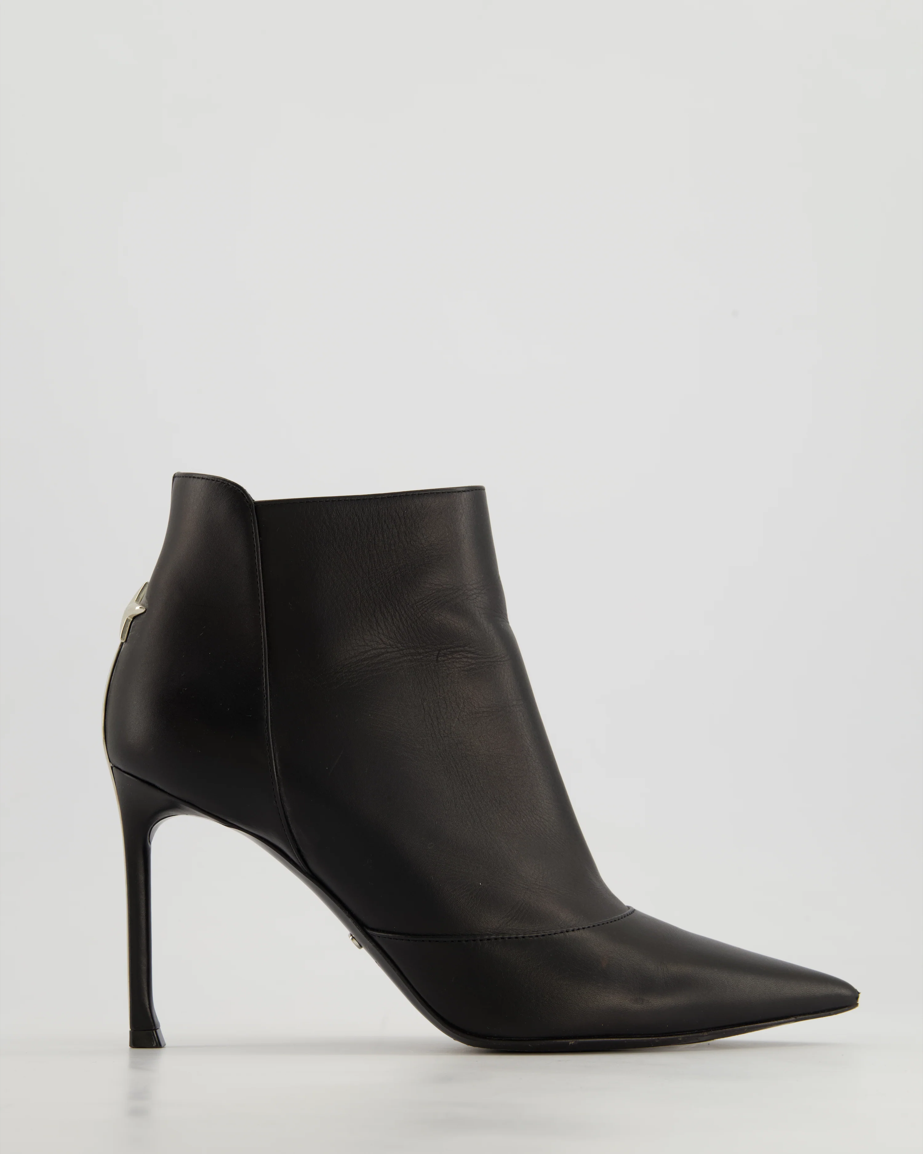 Christian Dior Stiletto Ankle Boots With Silver Metal Heel Detail Size EU 38.5