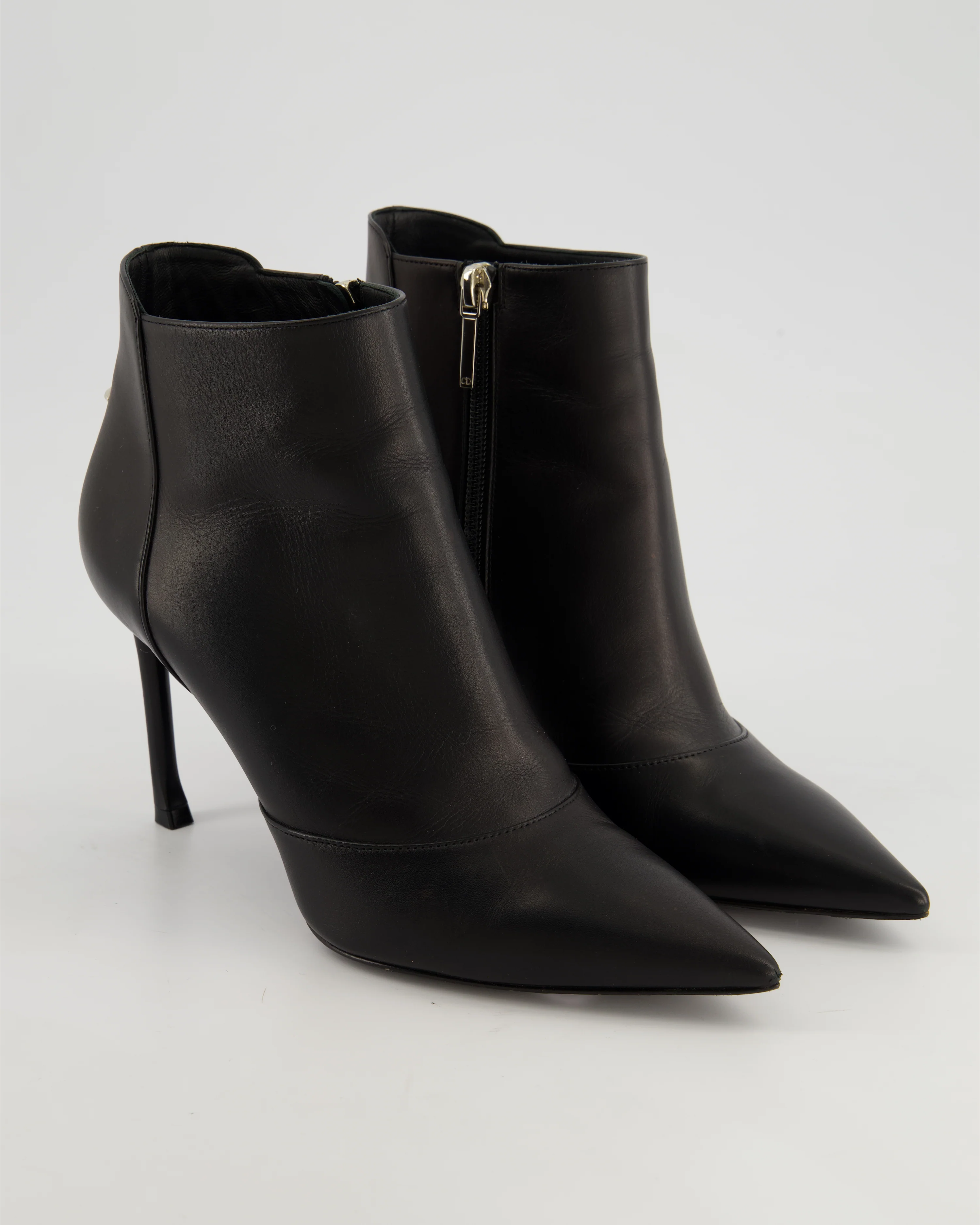 Christian Dior Stiletto Ankle Boots With Silver Metal Heel Detail Size EU 38.5 - Image 2