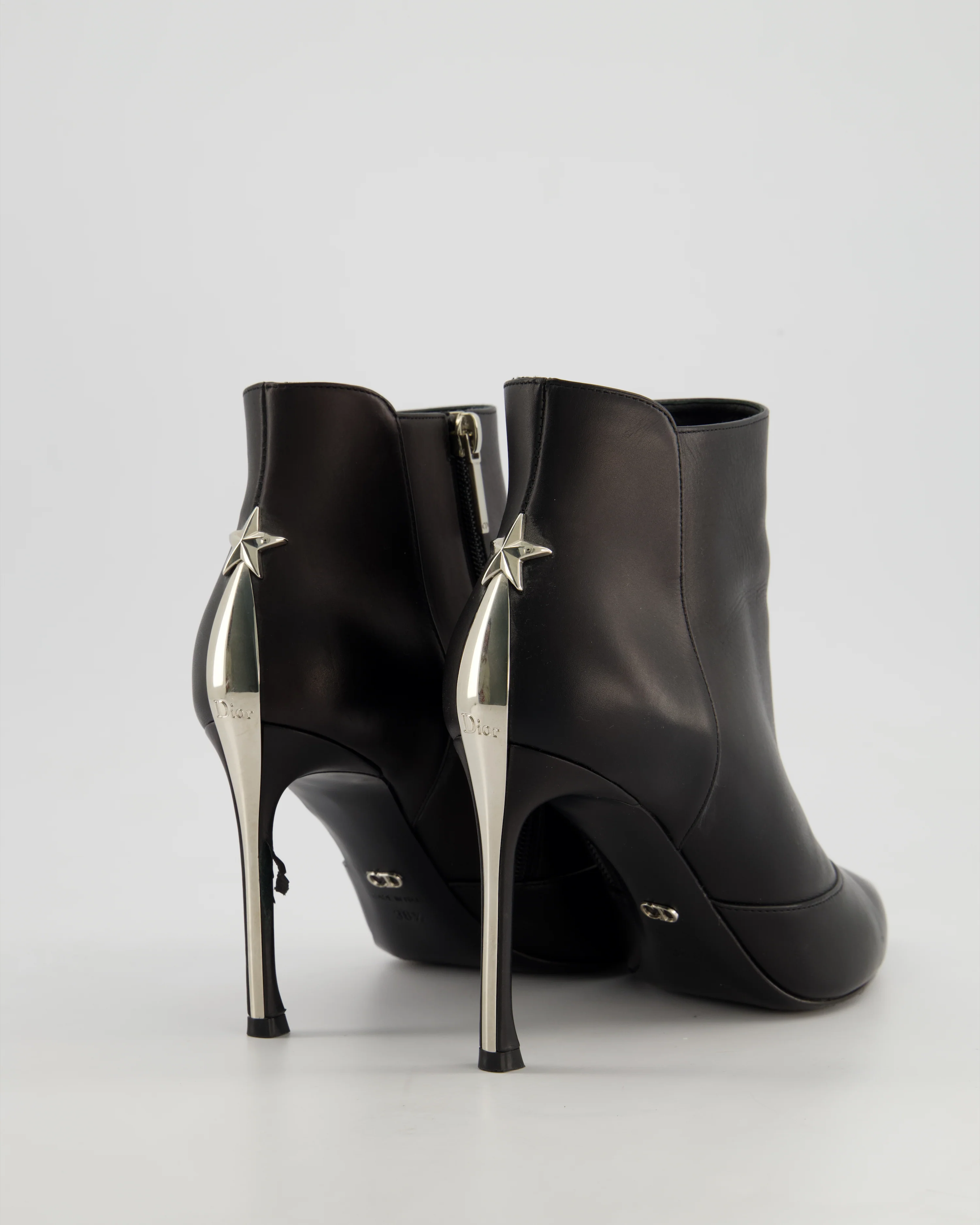 Christian Dior Stiletto Ankle Boots With Silver Metal Heel Detail Size EU 38.5 - Image 3