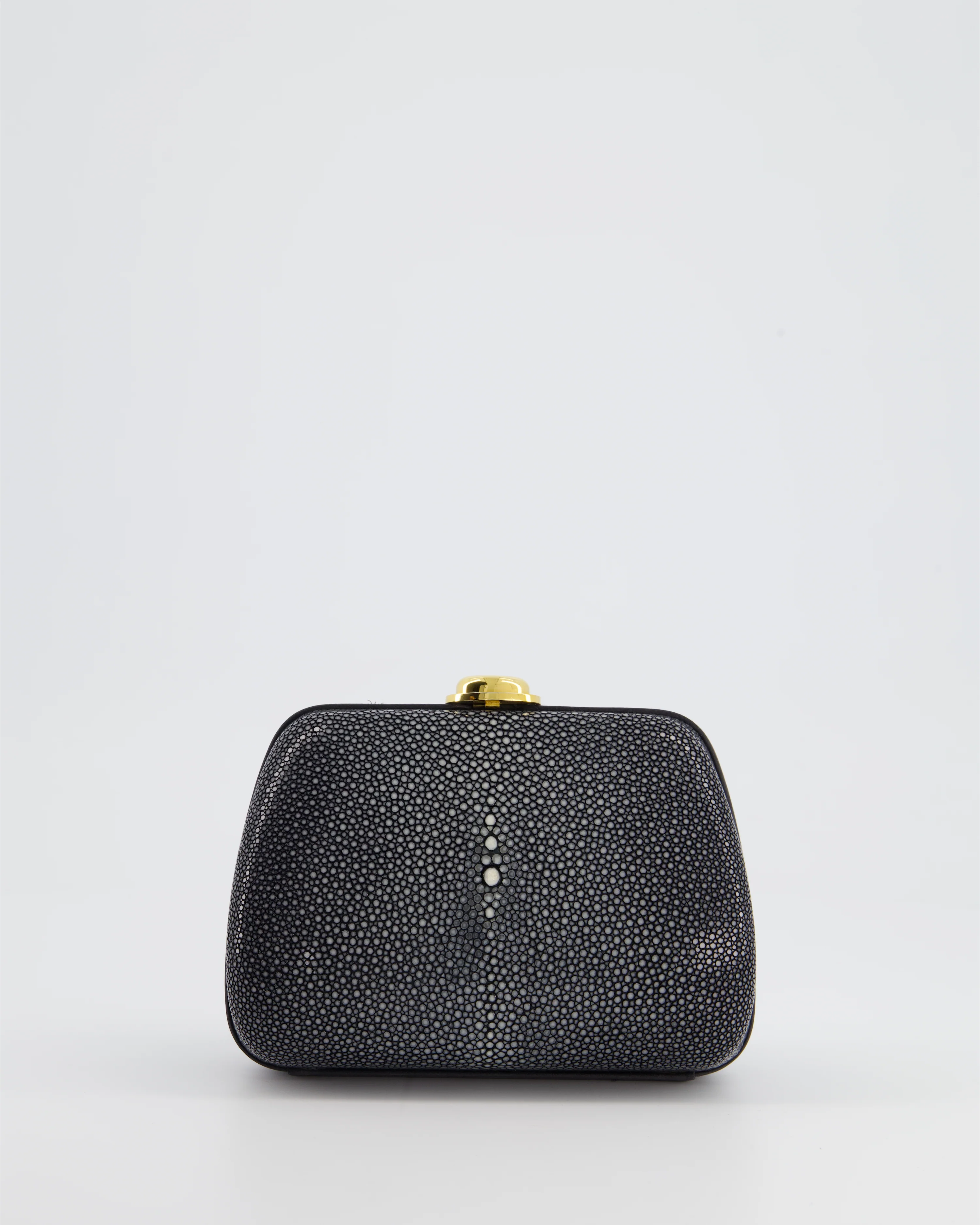 Christian Dior Vintage Grey and White Stingray Small Clutch Bag with Gold Chain - Image 10