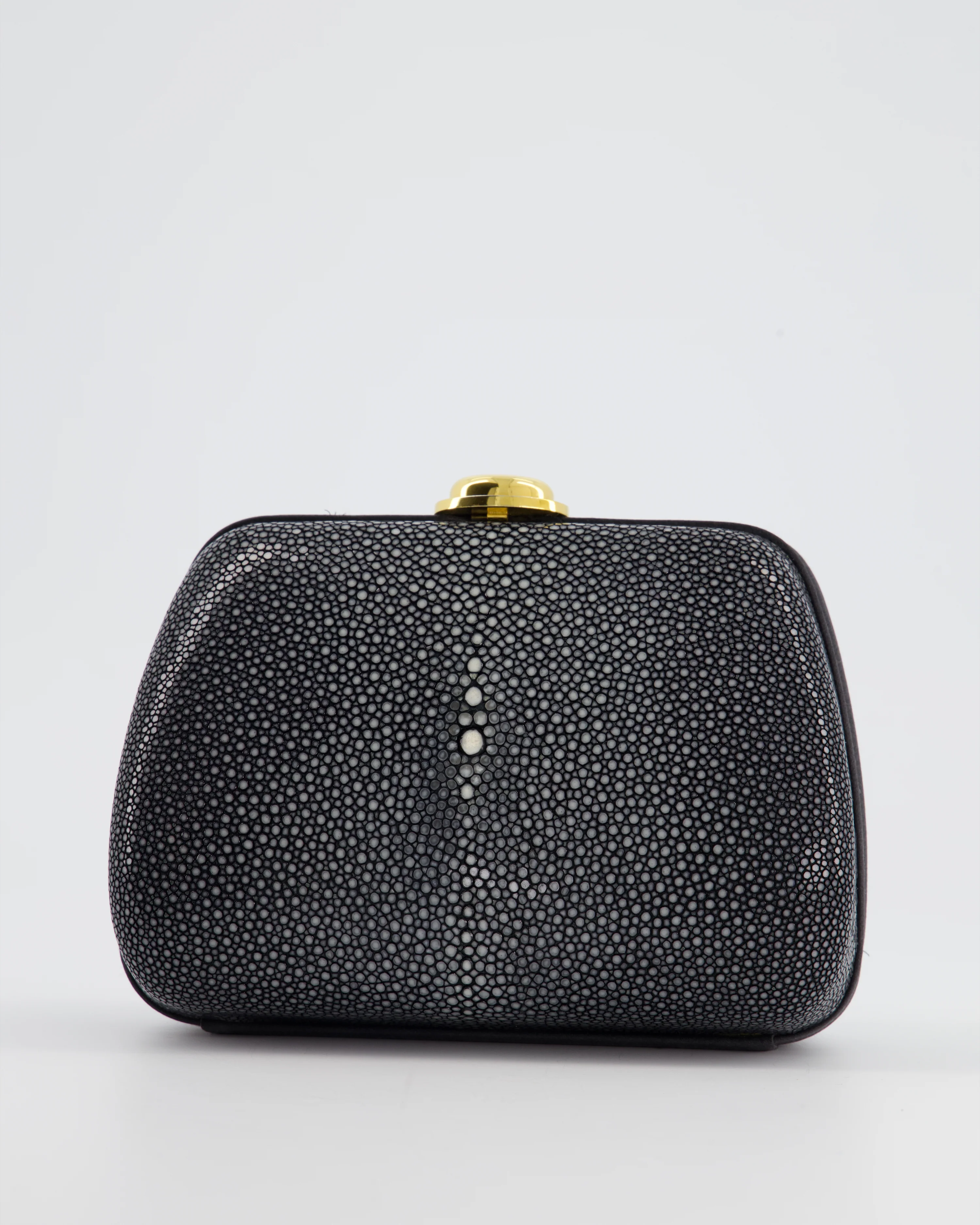 Christian Dior Vintage Grey and White Stingray Small Clutch Bag with Gold Chain - Image 17