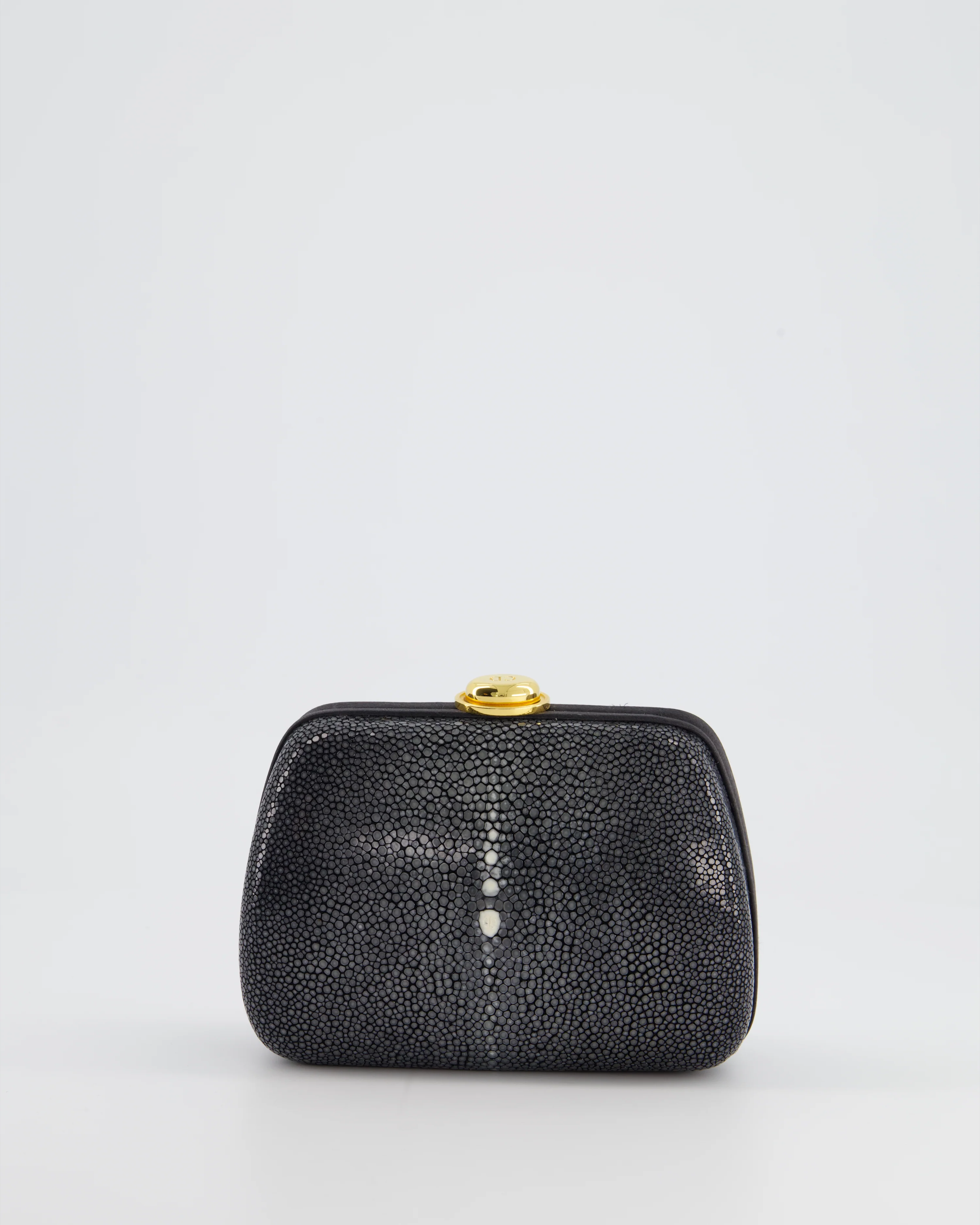 Christian Dior Vintage Grey and White Stingray Small Clutch Bag with Gold Chain - Image 6
