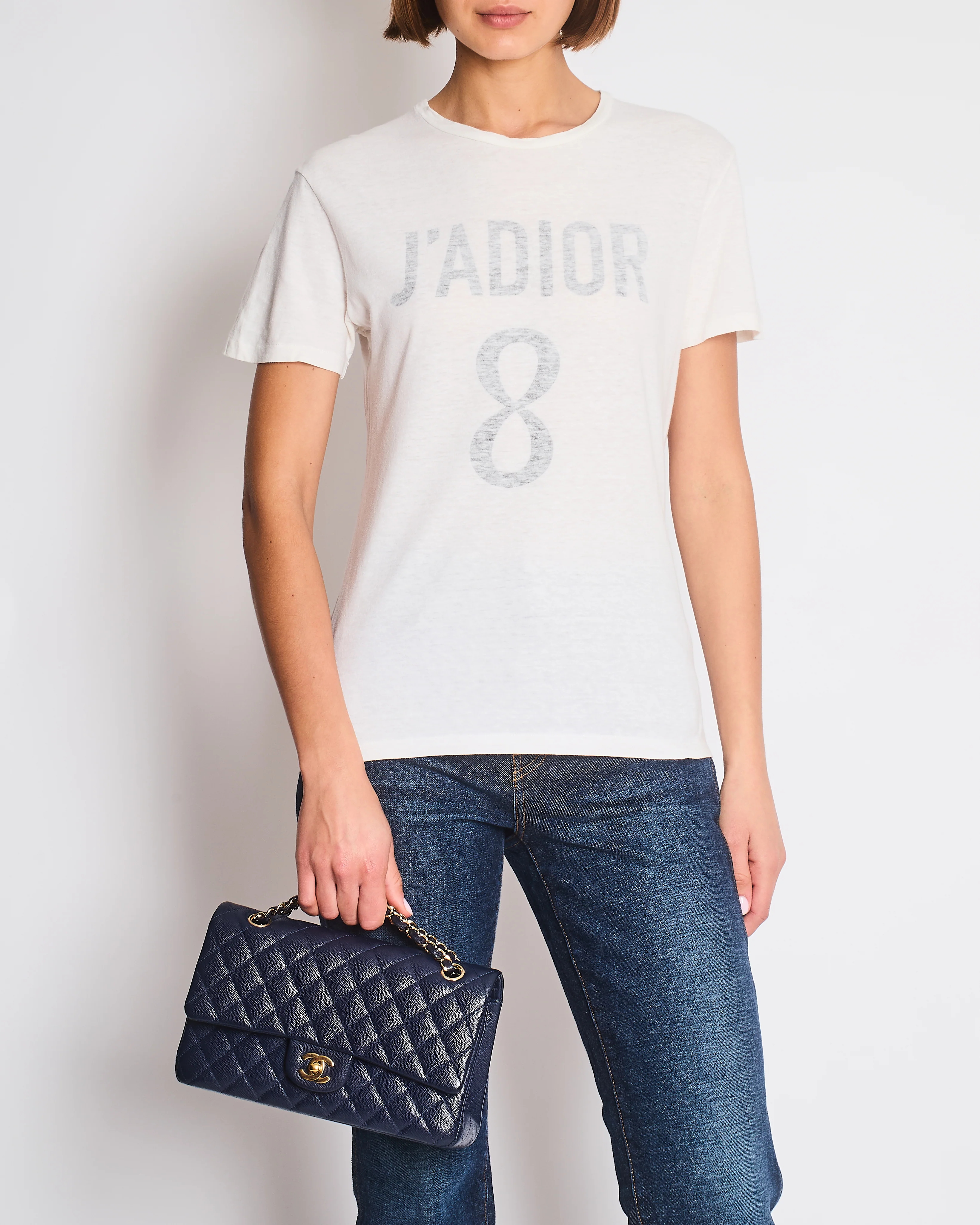 Christian Dior White J'Adore Short Sleeve T-Shirt Size XS (UK 4/6)