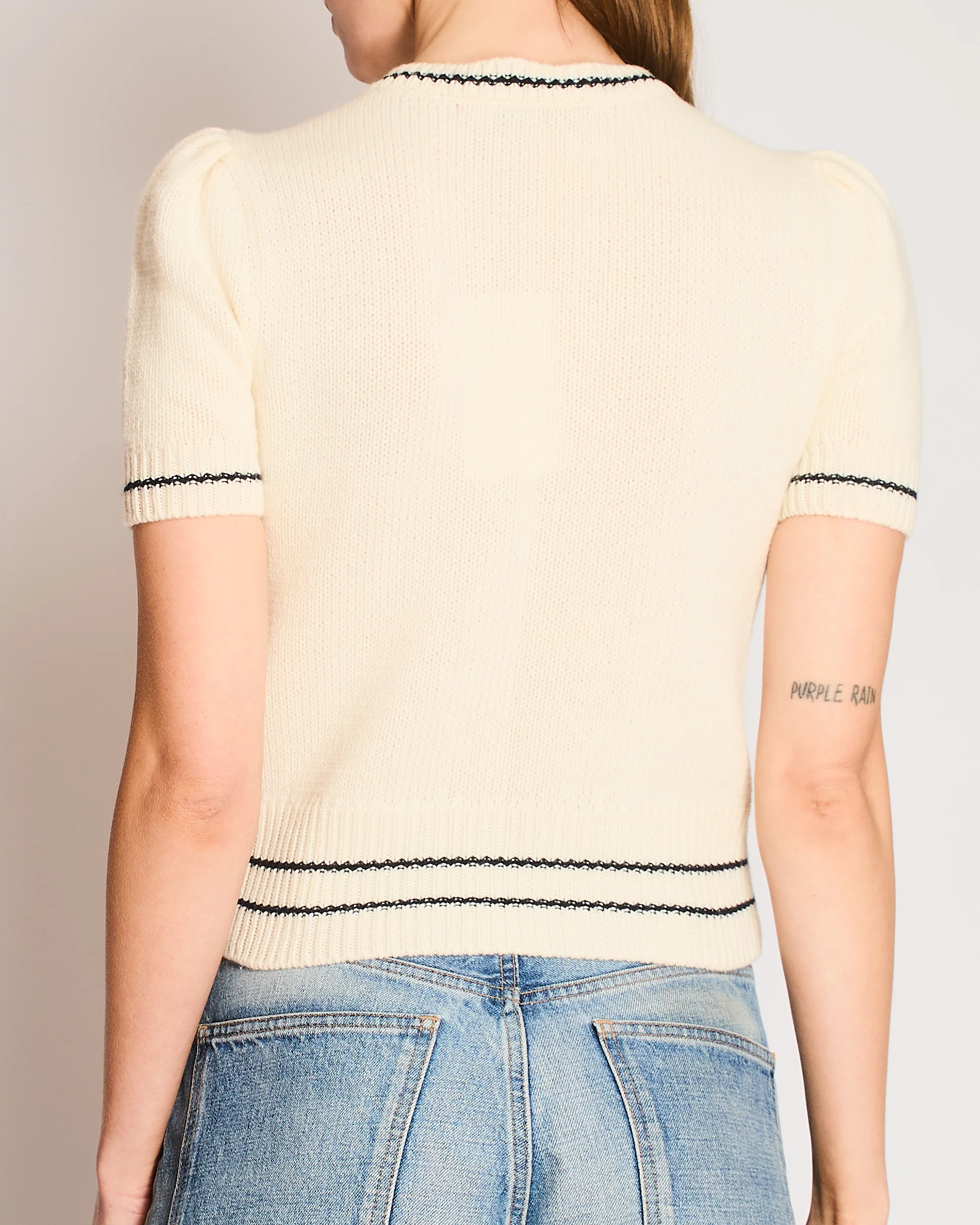 Christian Dior Cream Knitted Logo Short Sleeve Jumper Size FR 36 (UK 8) - Image 5