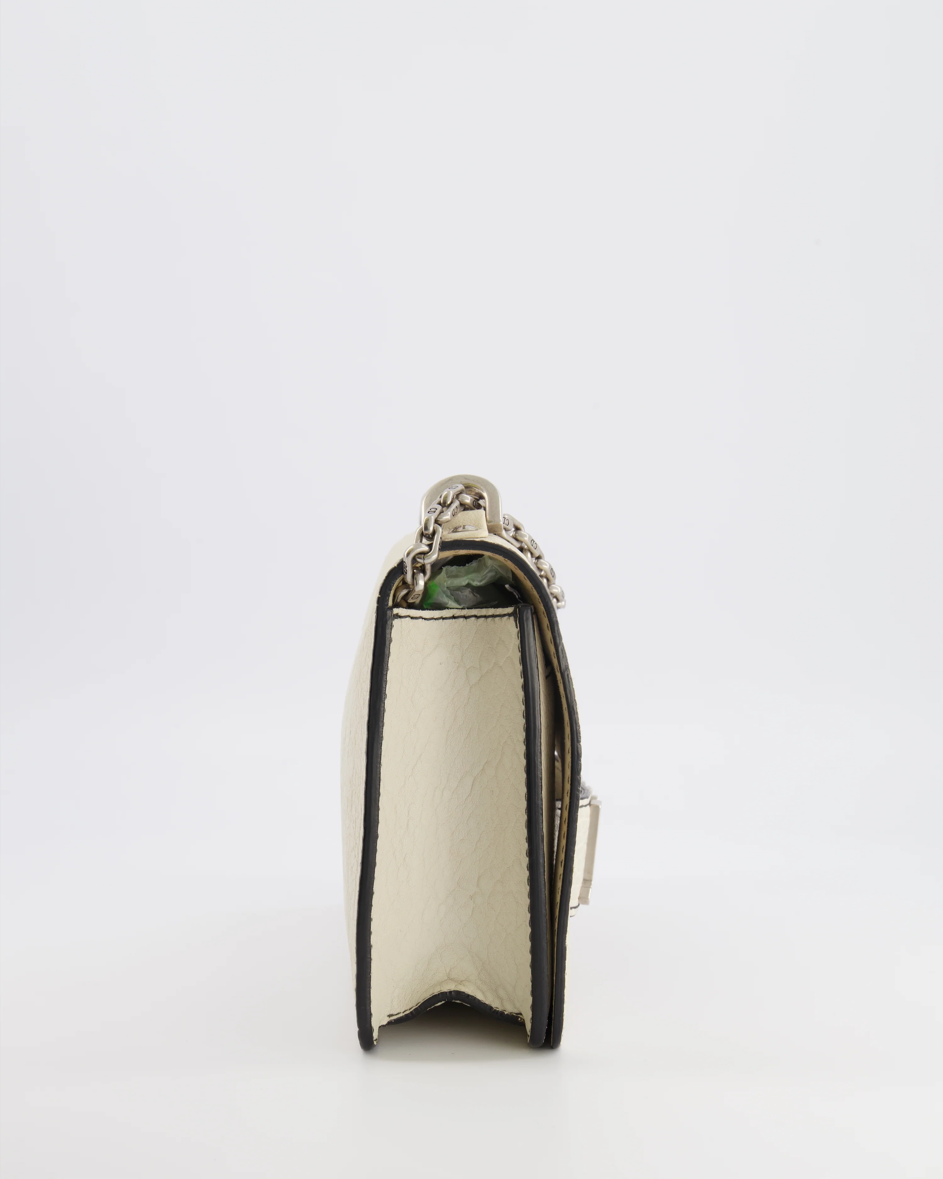 Christian Dior White Pebbled Leather J'Adior Flap Bag with Turquoise and White Logo, Silver Hardware - Image 5