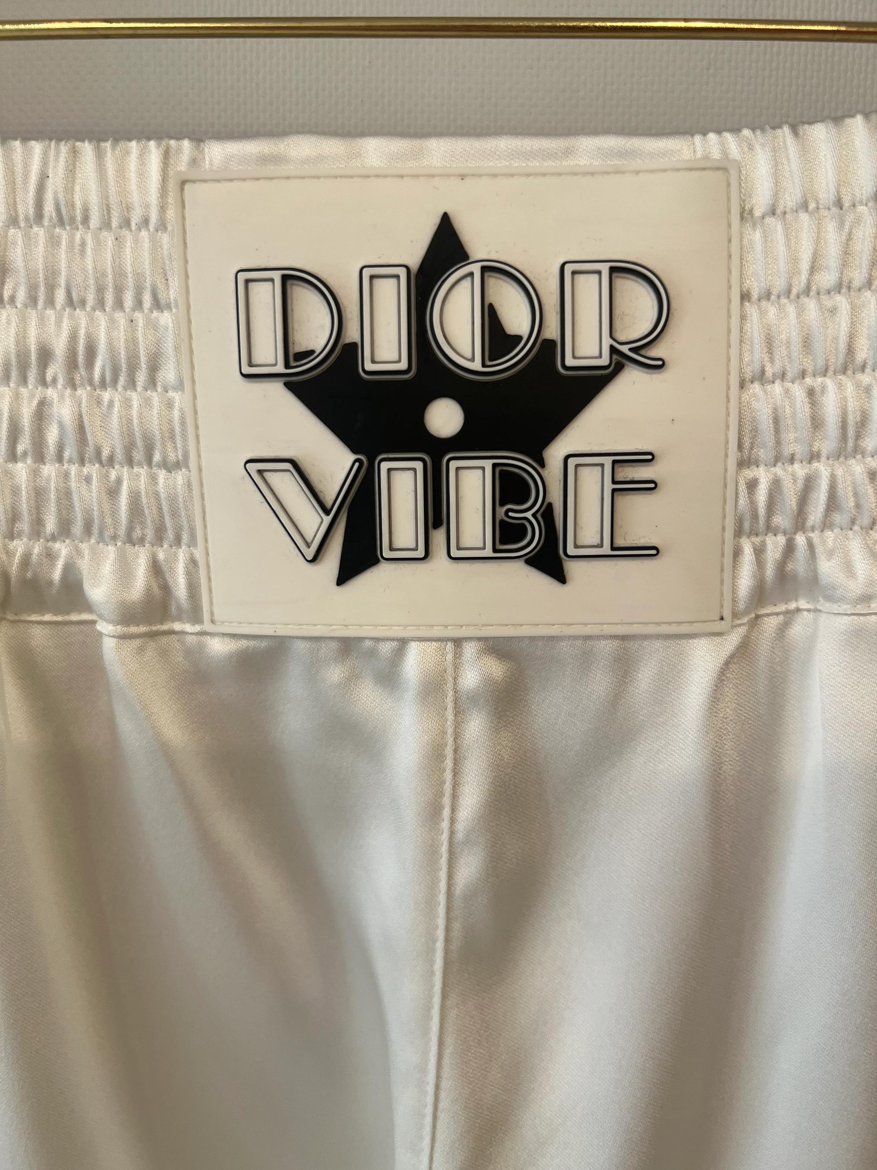 Christian Dior White Satin Shorts with Black Side Strips and Dior Vibe Detail Size S (UK 8) - Image 10