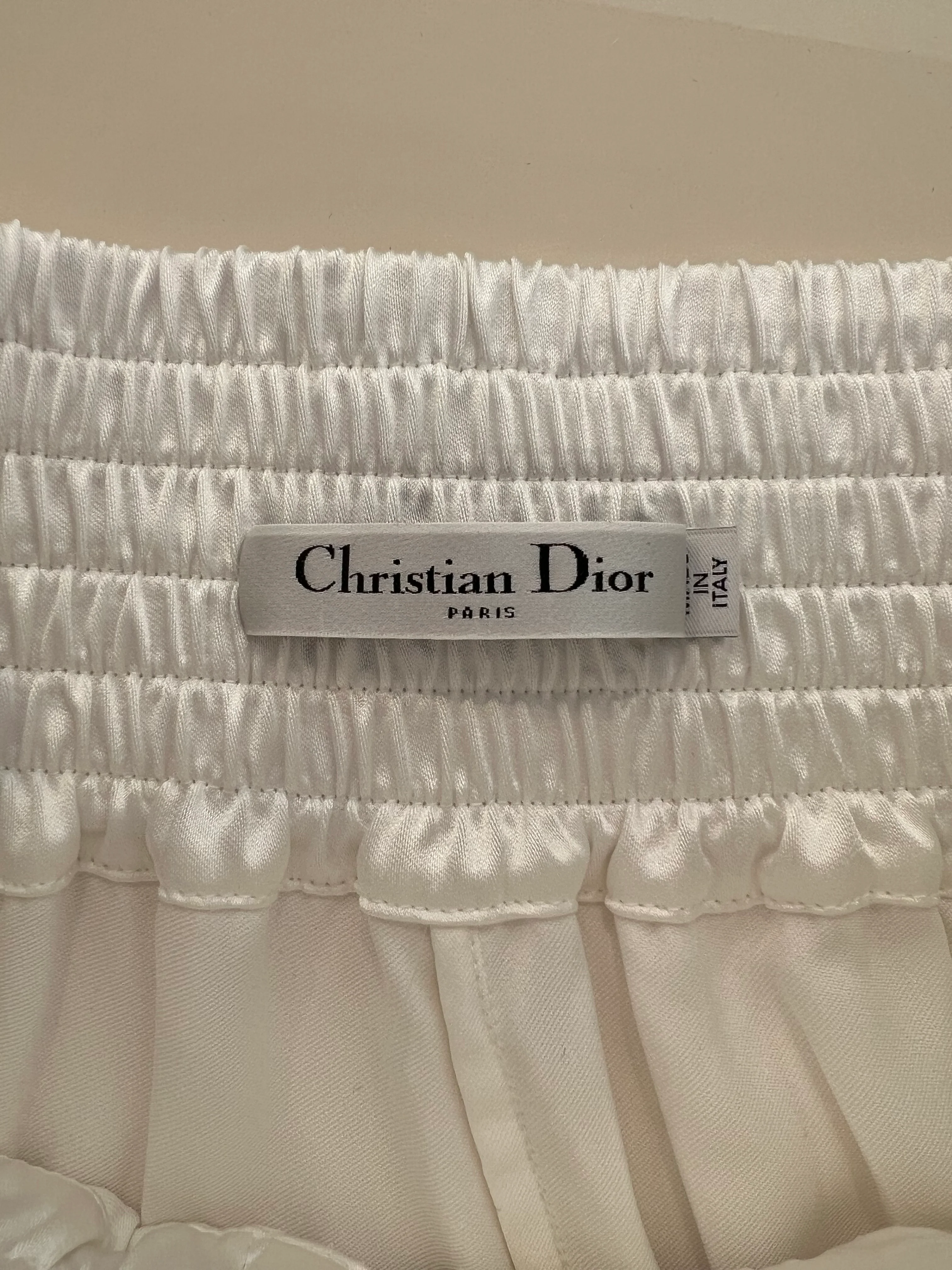 Christian Dior White Satin Shorts with Black Side Strips and Dior Vibe Detail Size S (UK 8) - Image 11