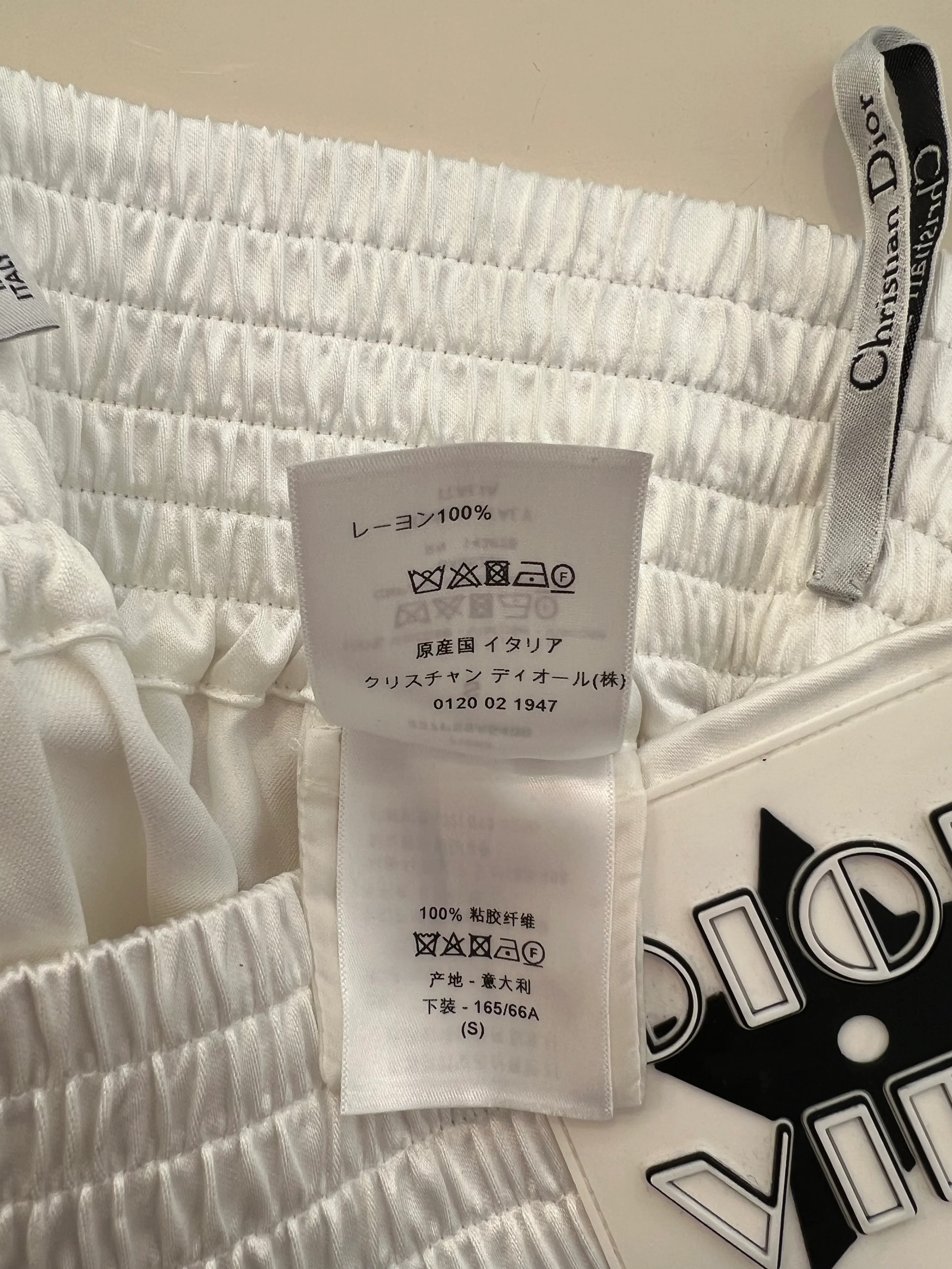 Christian Dior White Satin Shorts with Black Side Strips and Dior Vibe Detail Size S (UK 8) - Image 13