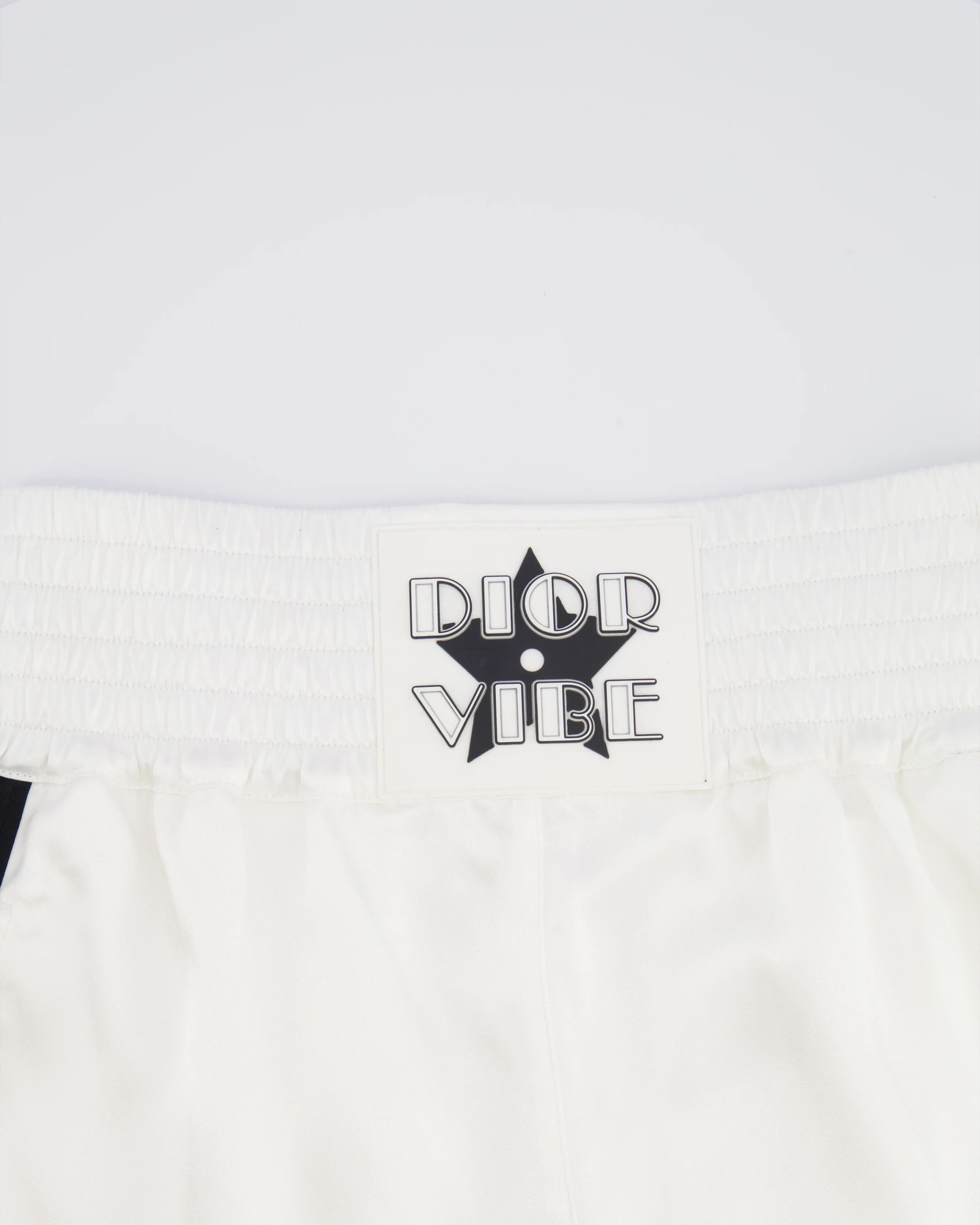 Christian Dior White Satin Shorts with Black Side Strips and Dior Vibe Detail Size S (UK 8) - Image 6