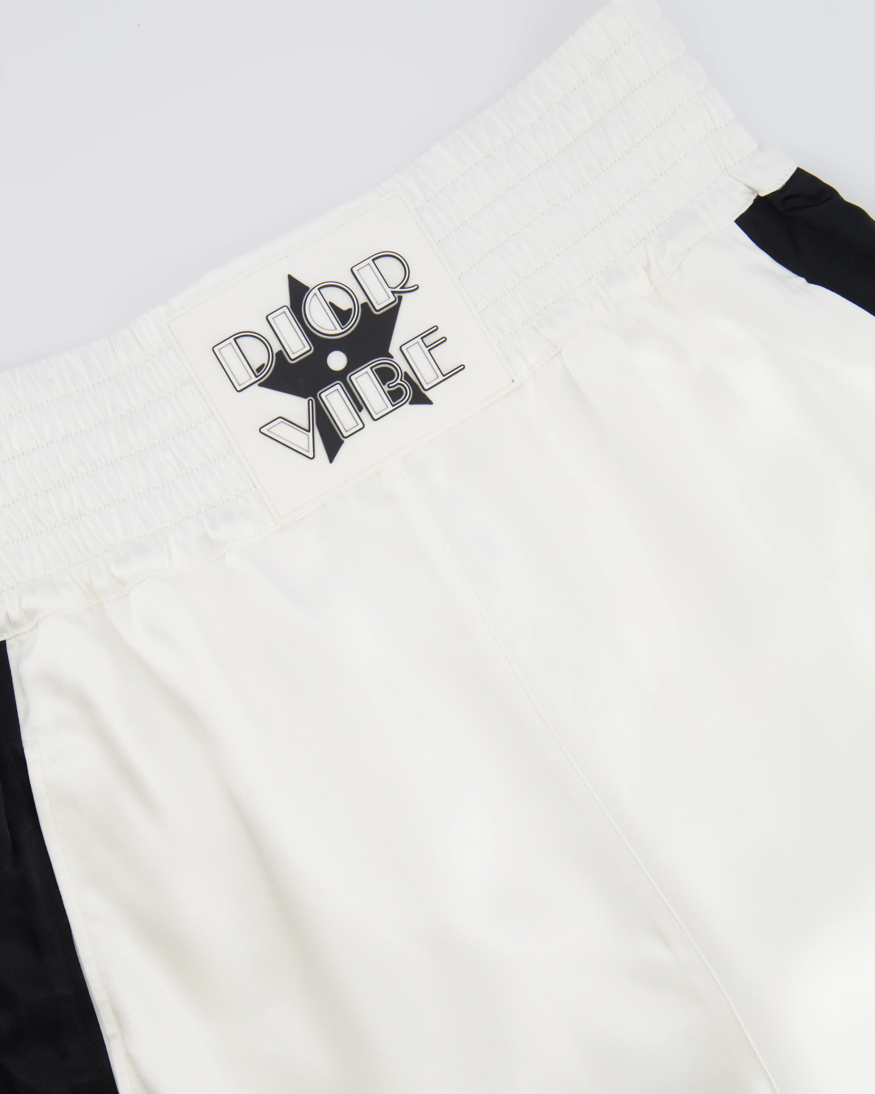 Christian Dior White Satin Shorts with Black Side Strips and Dior Vibe Detail Size S (UK 8) - Image 7