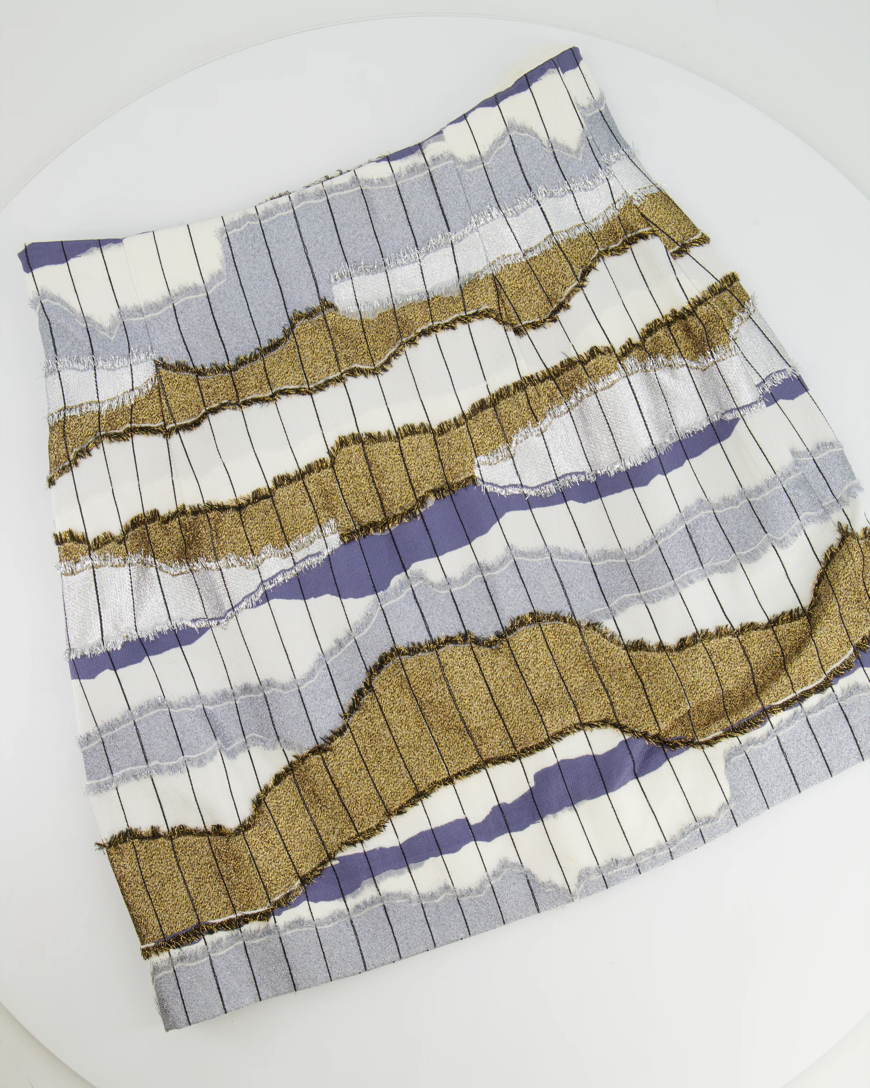 Christian Dior White, Silver and Gold Metallic Striped Vest Top and Mini Skirt Set Size FR 38/40 (UK 10/12) - Image 8