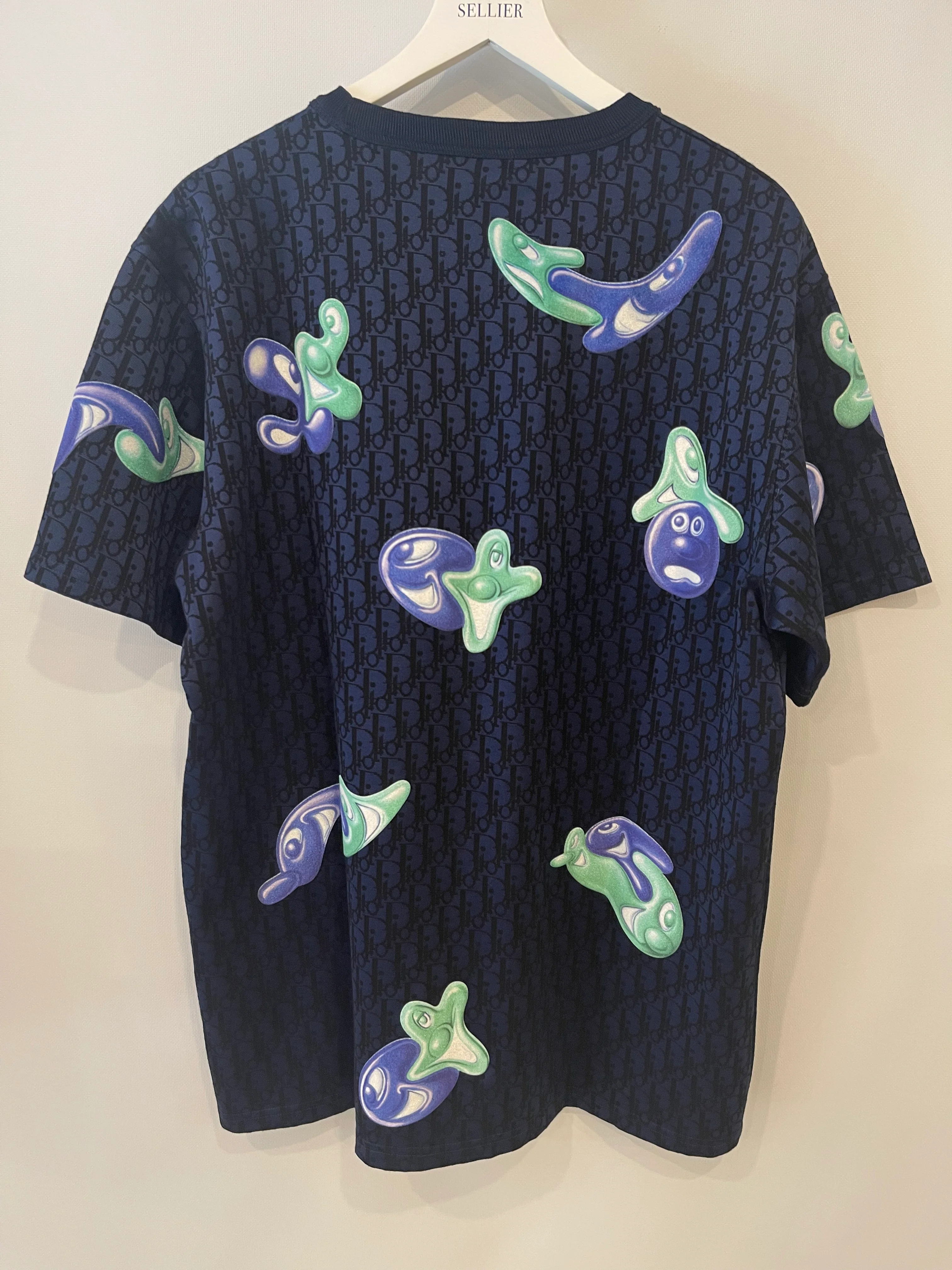 Christian Dior x Kenny Scharf Blue Dior Oblique T-Shirt with Purple and Green Appliqués Size XL (UK 42) RRP £1,100 - Image 5