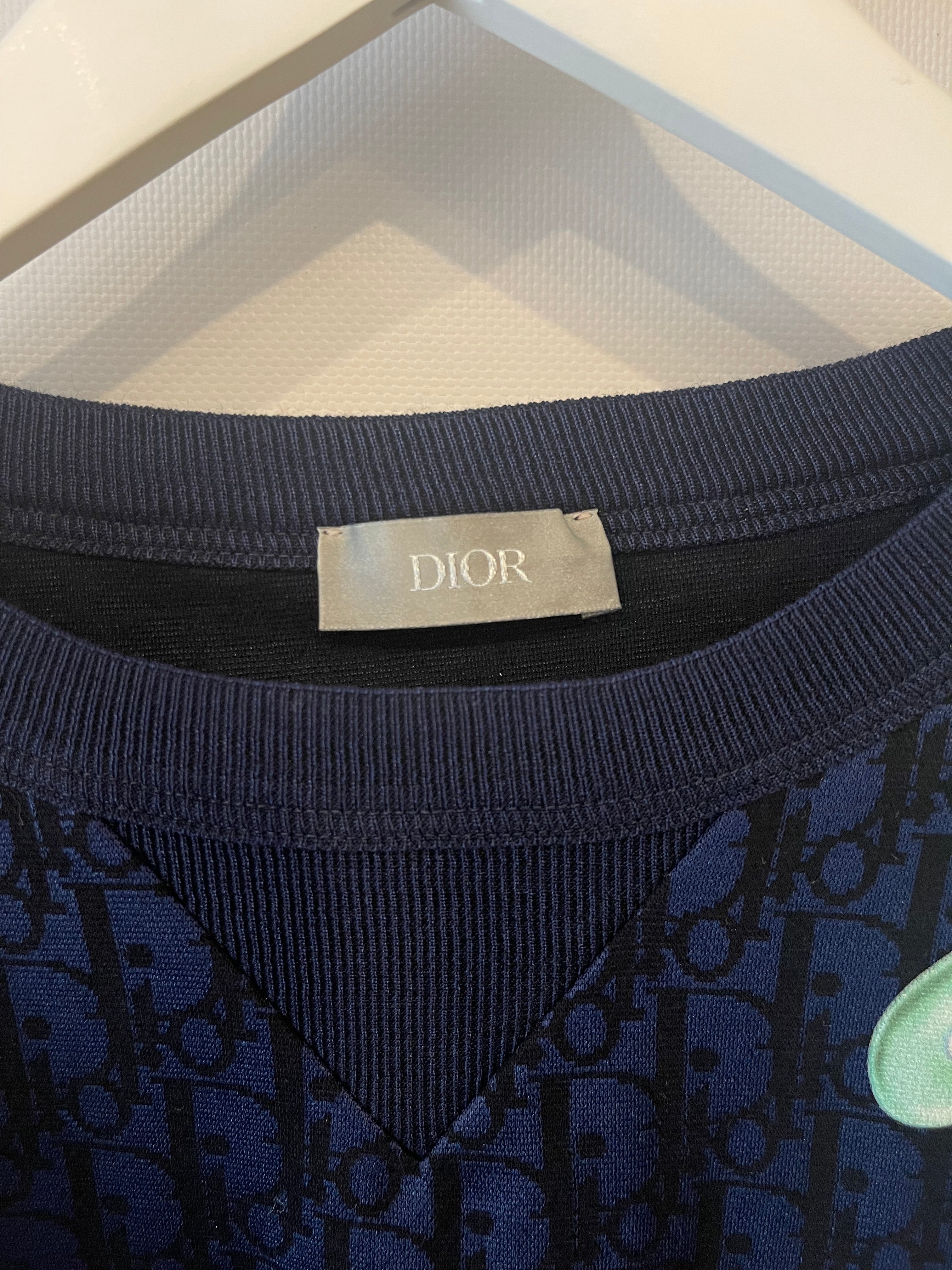 Christian Dior x Kenny Scharf Blue Dior Oblique T-Shirt with Purple and Green Appliqués Size XL (UK 42) RRP £1,100 - Image 7
