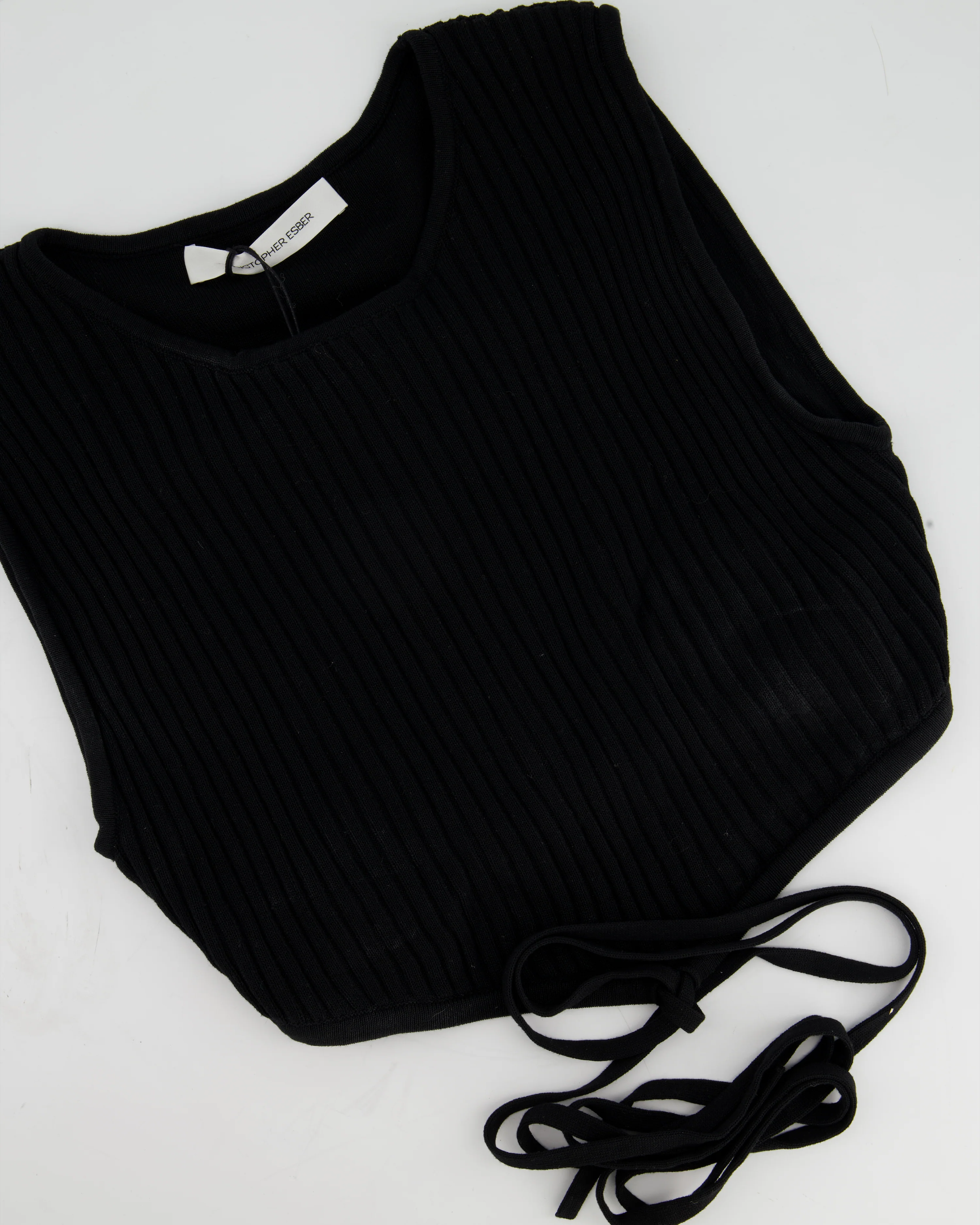 Christopher Esber Black Ribbed Skirt and Crop Top with Detail Size XS (UK 6) - Image 8