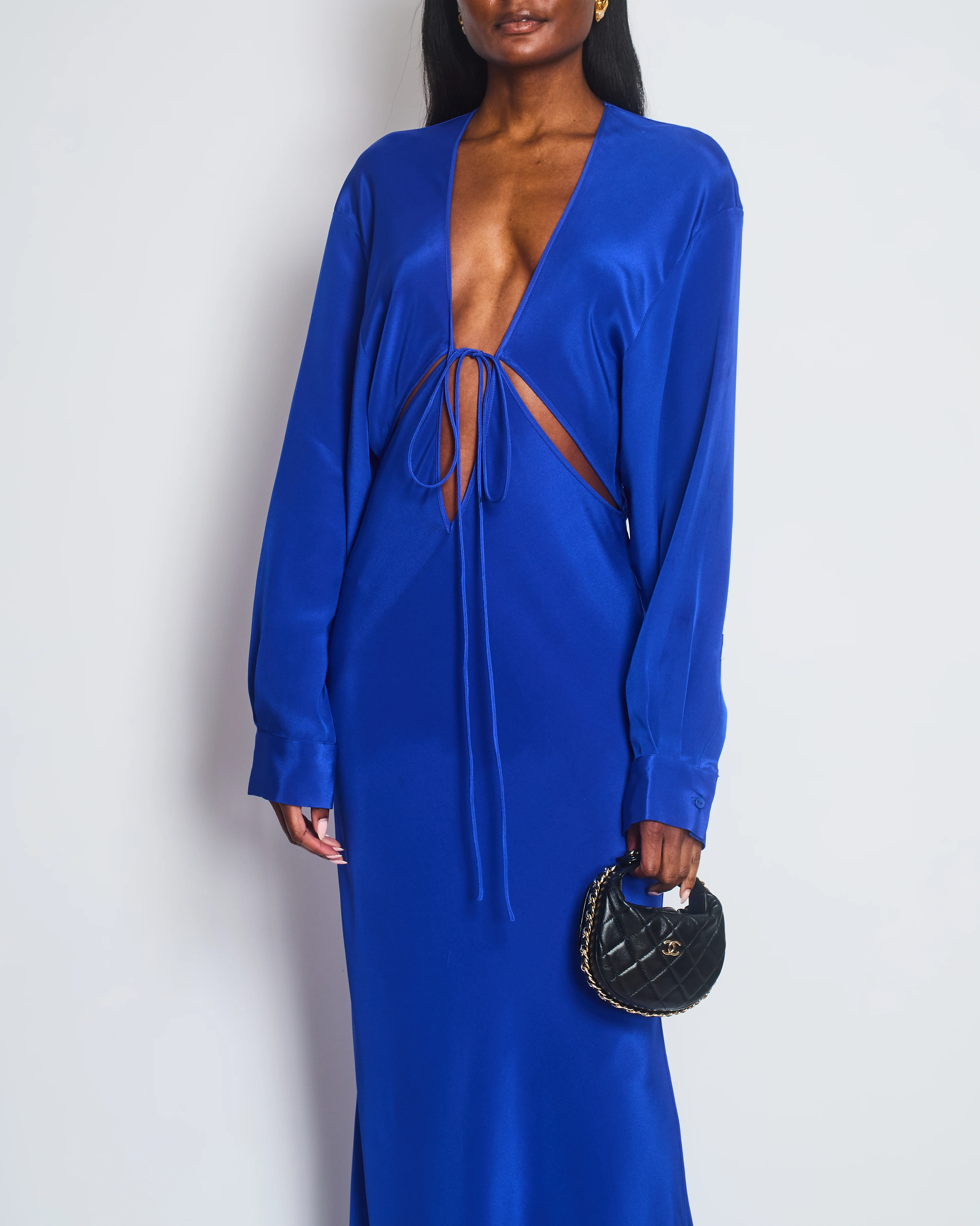 Christopher Esber Electric Blue Long Sleeve Cut Out Maxi Dress Size AU 12 (UK 12) - Image 2