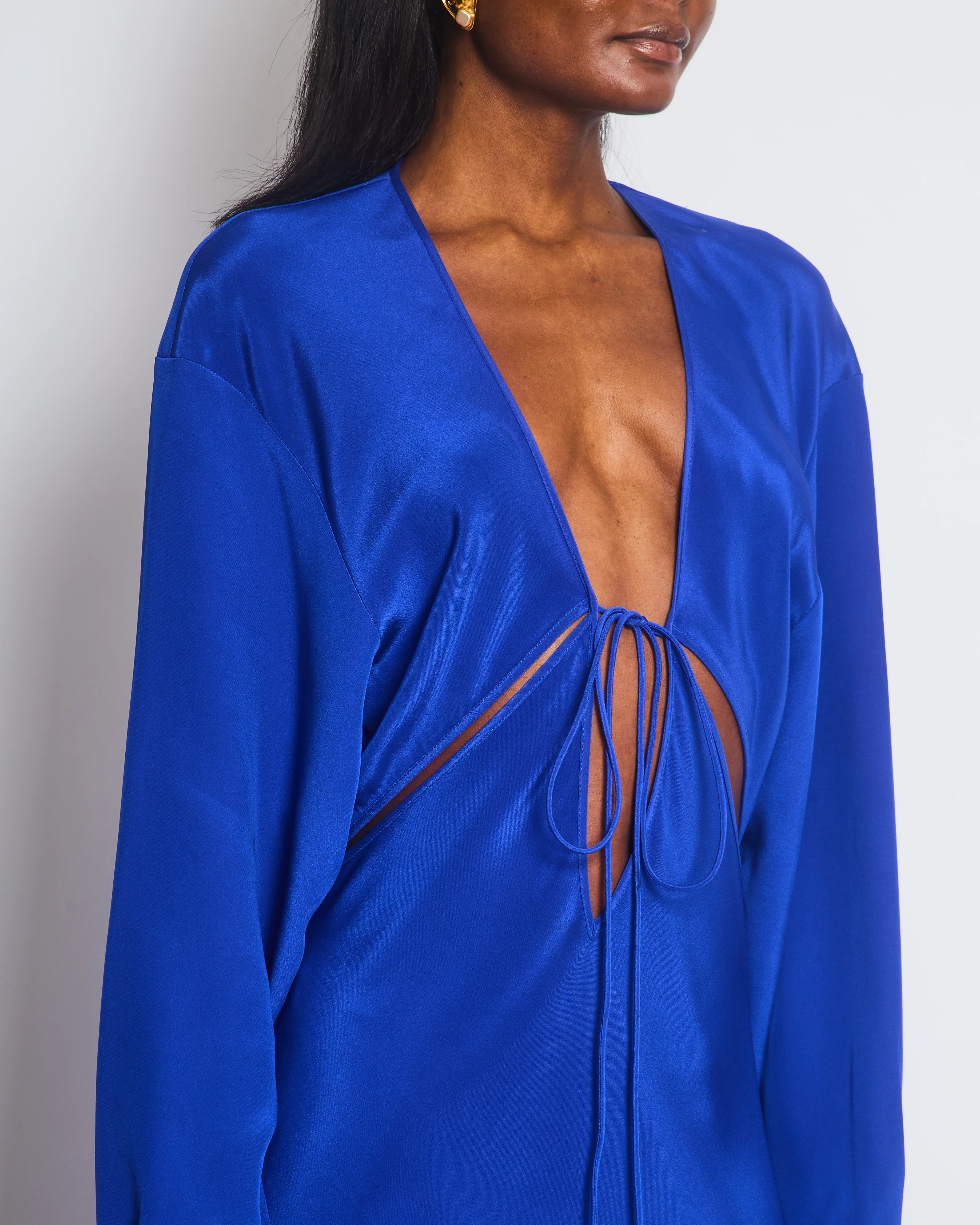 Christopher Esber Electric Blue Long Sleeve Cut Out Maxi Dress Size AU 12 (UK 12) - Image 3