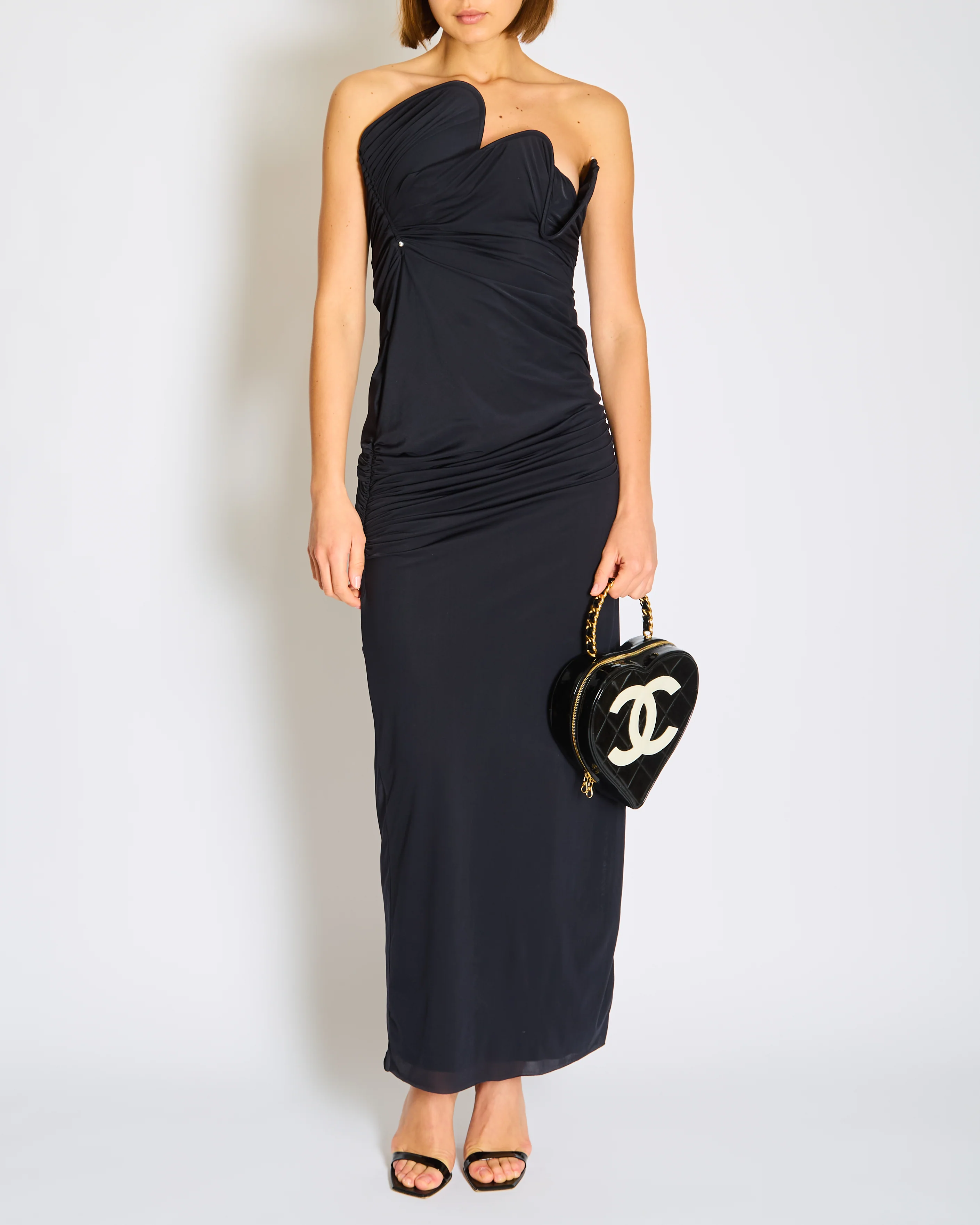 Christopher Esber Navy Looped Bodice Draped Long Dress Size AU 12 (UK 12)