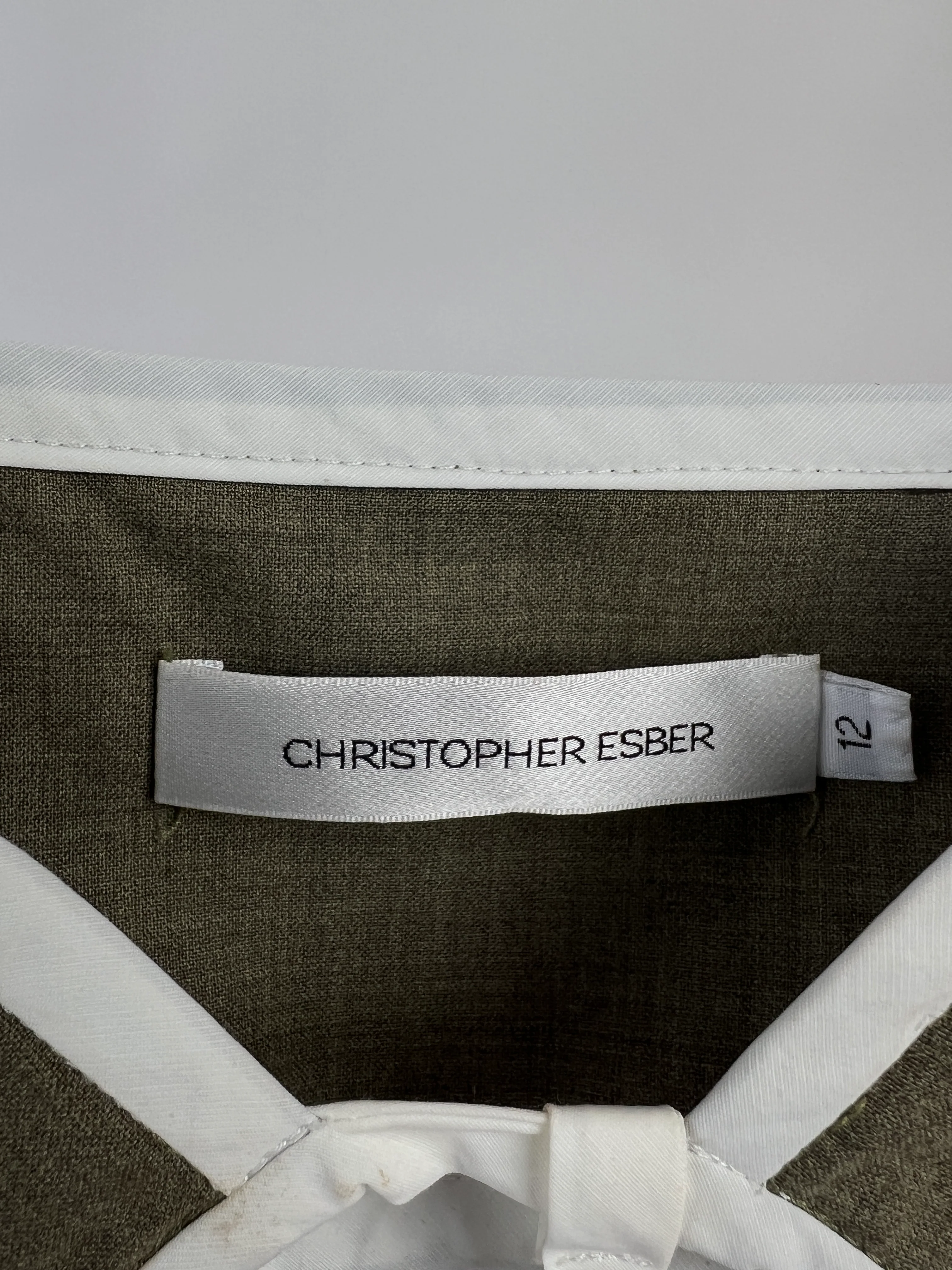 Christopher Esber Khaki and White Bandeau Cut-Out Dress Size UK 12 - Image 9