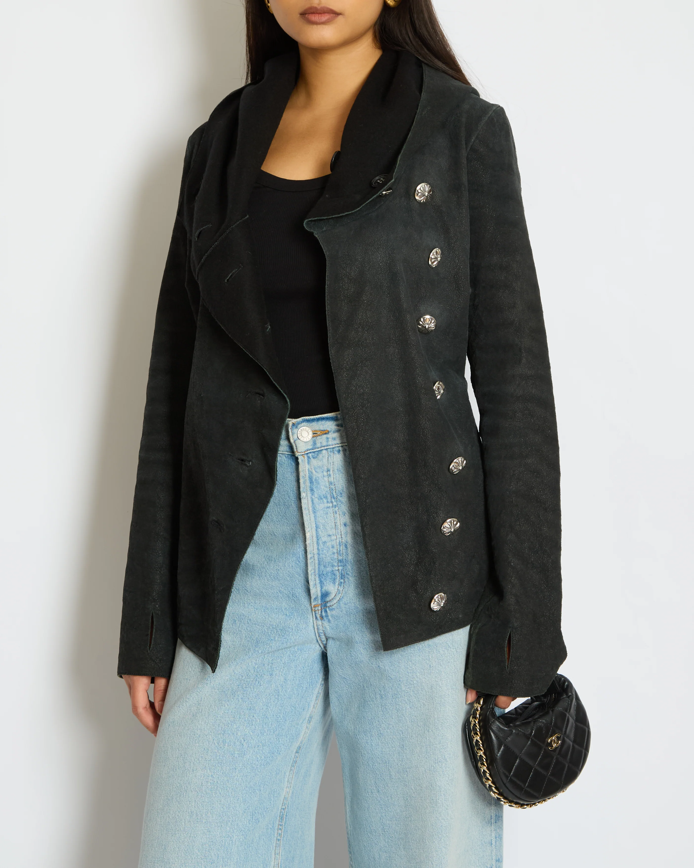 Chrome Hearts Women’s Lambskin Leather Hooded Jacket with Buttons Size M (UK 8) - Image 2