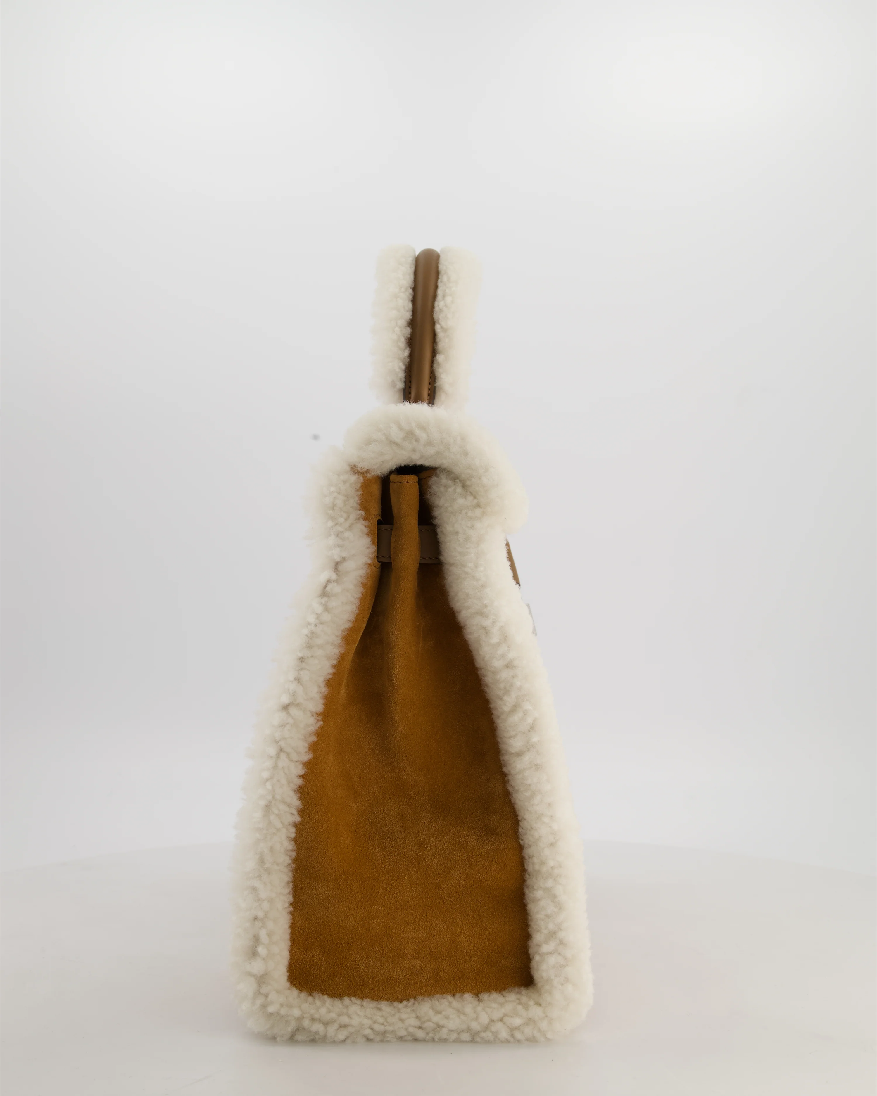 *COLLECTOR'S* Hermès Kelly 35 Teddy Plush Grizzly Bag in Alezan Swift Leather, Ecru Plush & Chamois Grizzly Suede Leather with Palladium Hardware - Image 7