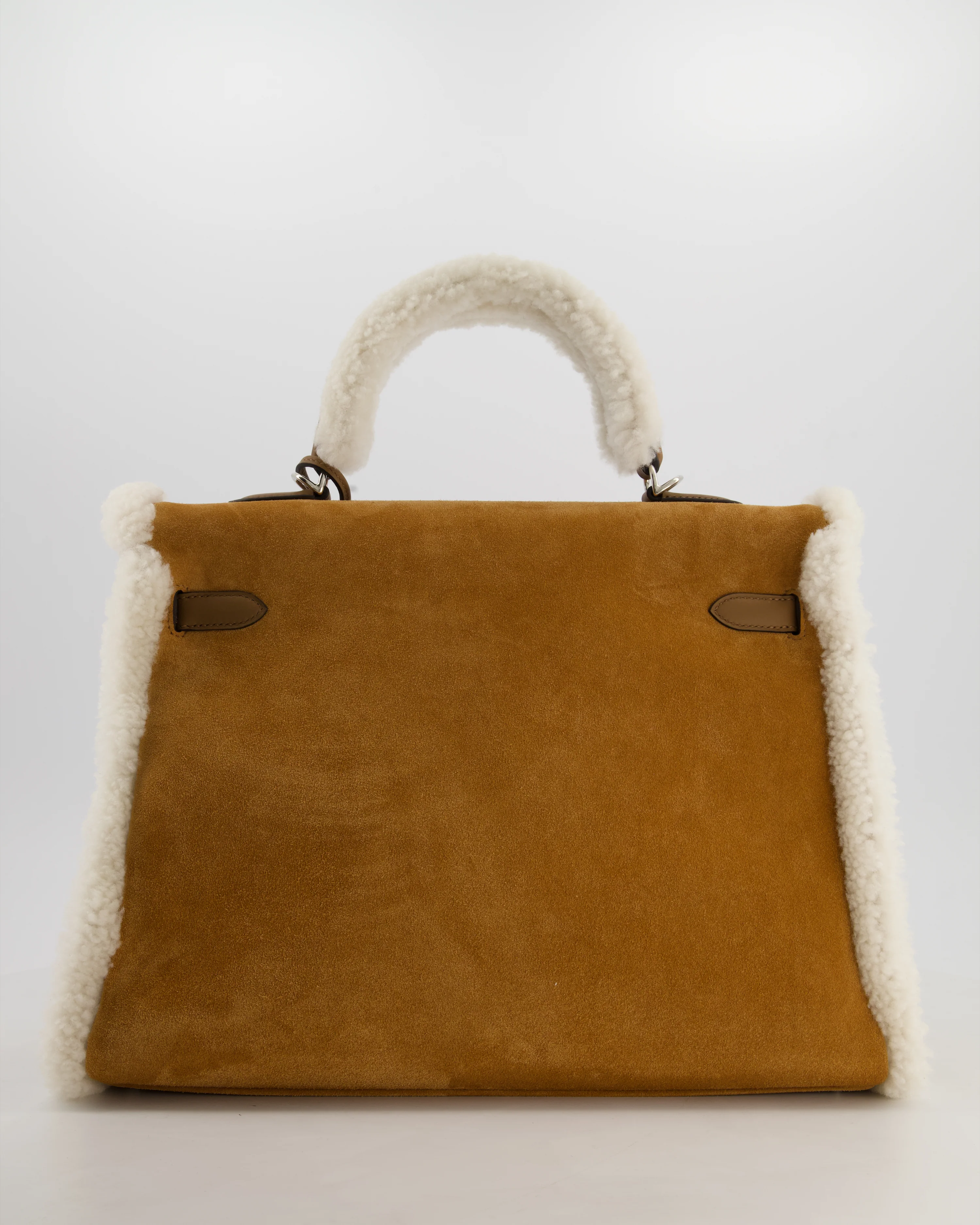 *COLLECTOR'S* Hermès Kelly 35 Teddy Plush Grizzly Bag in Alezan Swift Leather, Ecru Plush & Chamois Grizzly Suede Leather with Palladium Hardware - Image 9