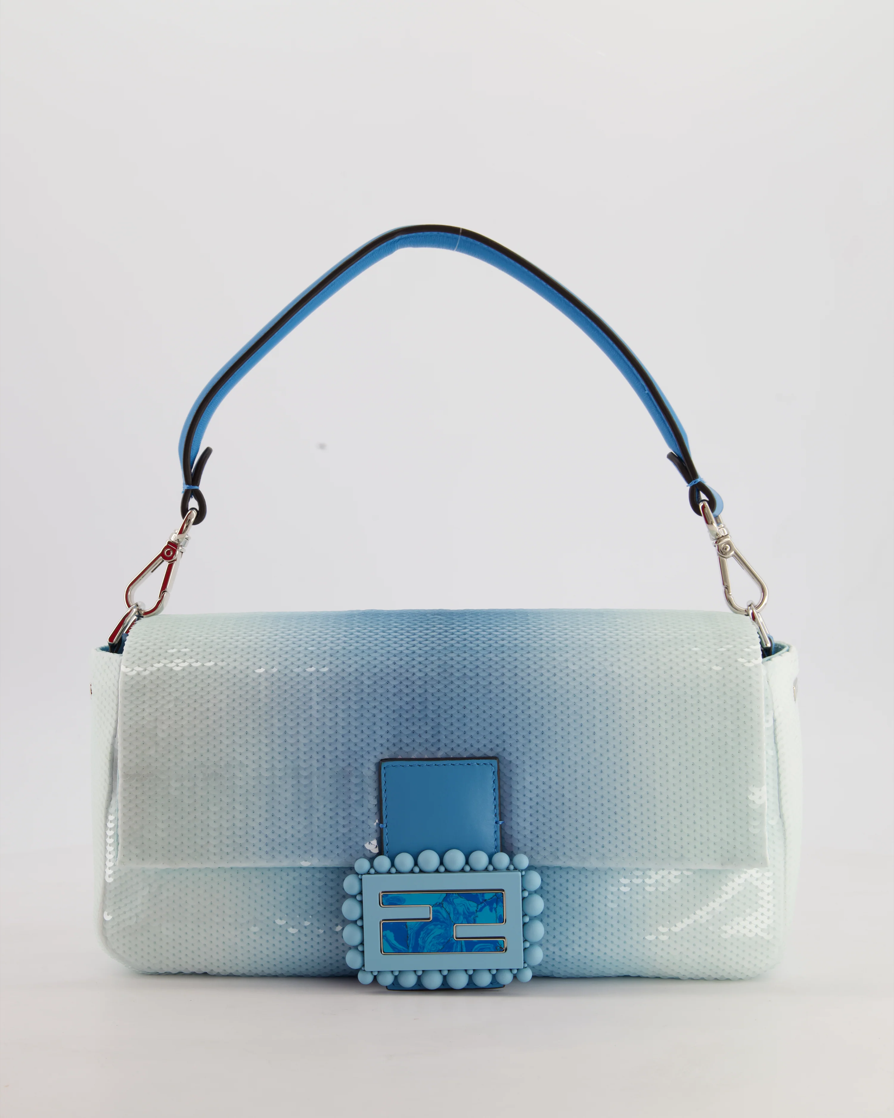 *COLLECTOR'S PIECE* Fendi x Sarah Jessica Parker Baguette Bag in Blue & White Degrade Sequins with Interchangeable Hardware - Image 3