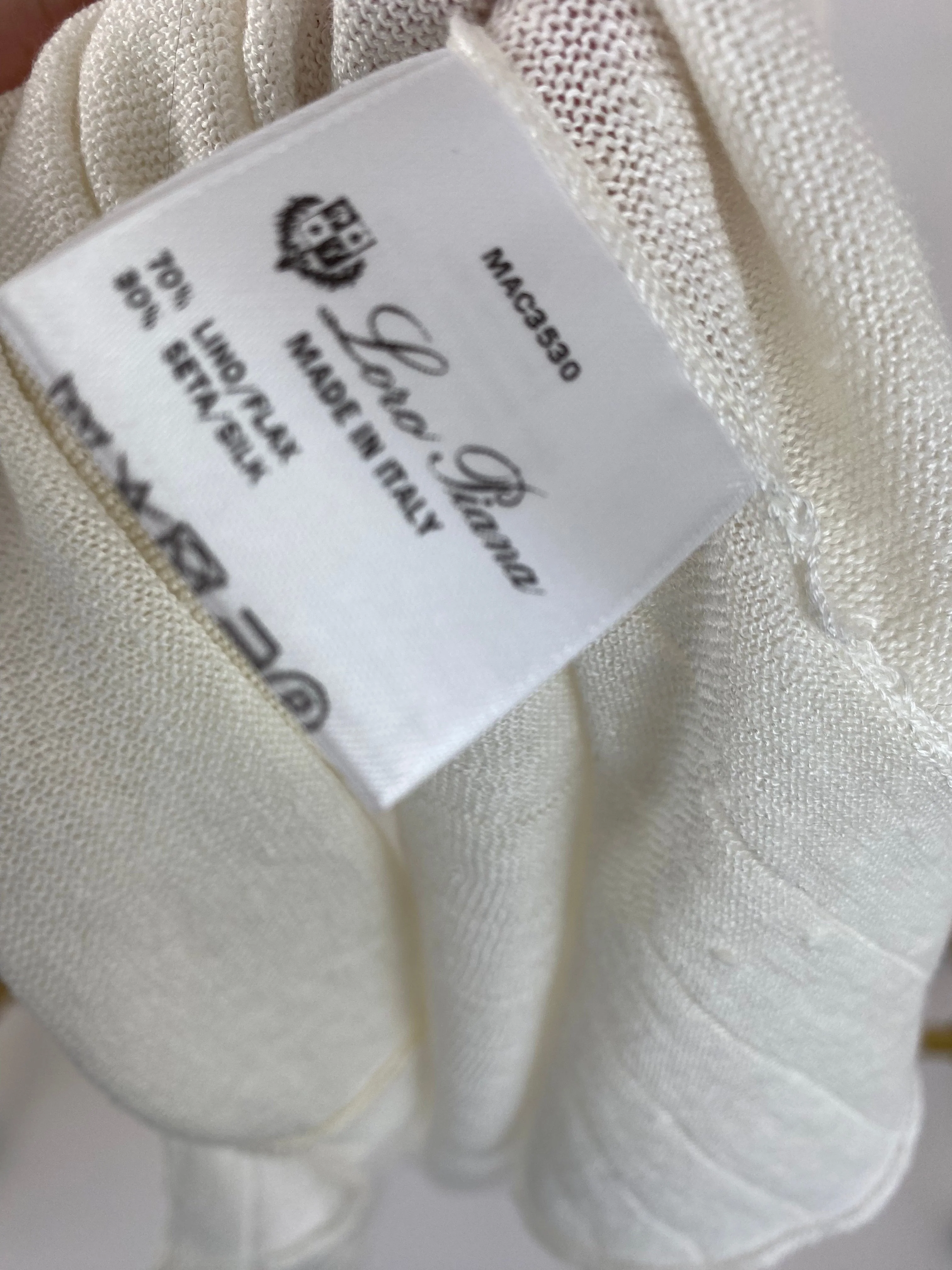 Loro Piana Cream Linen and Silk Knit Round Neck Top with Pleated Back IT 48 (UK 16) - Image 8