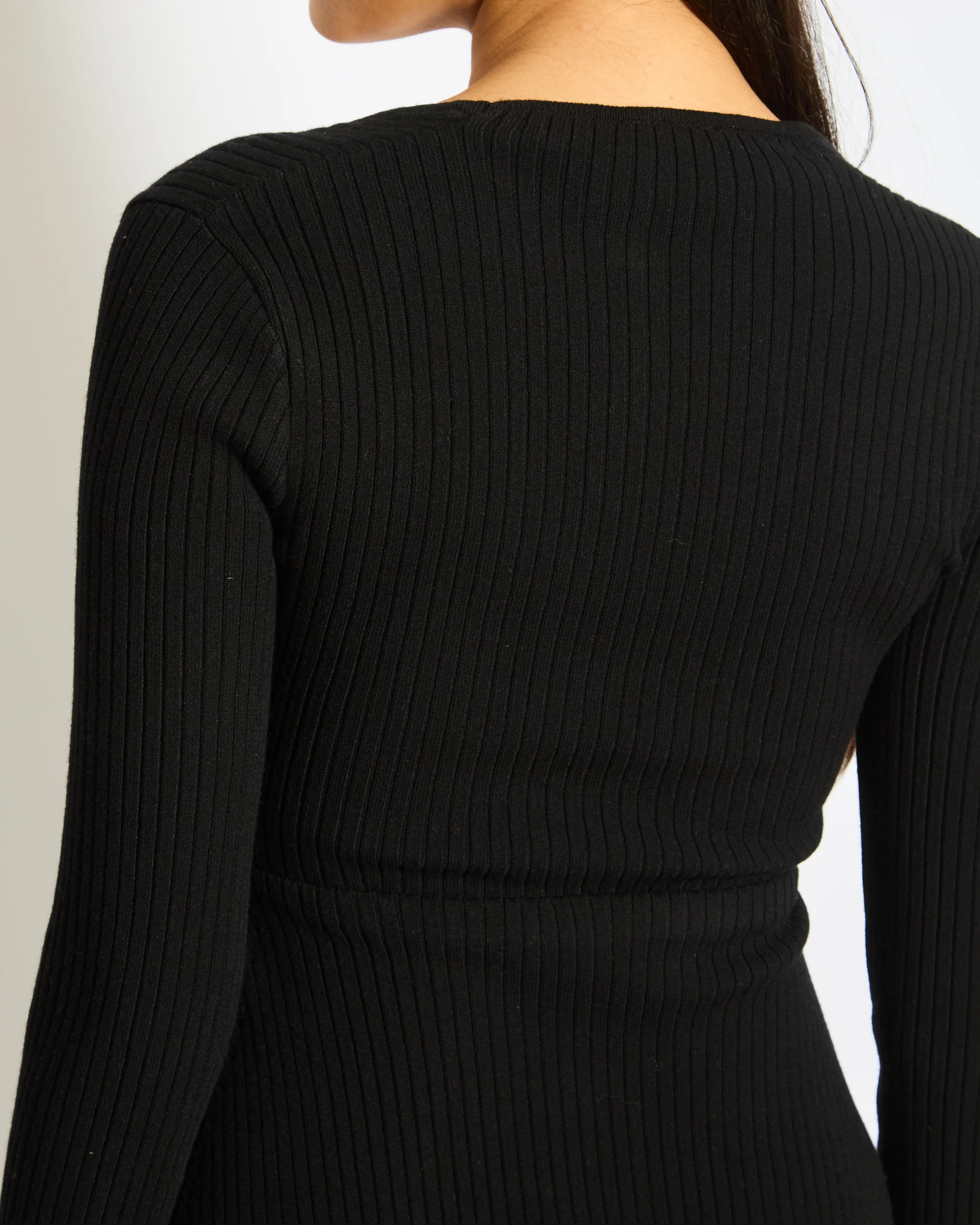 Courrèges Black Ribbed Long Sleeves Dress with Logo Detail Size S (FR 36, UK 8) - Image 3