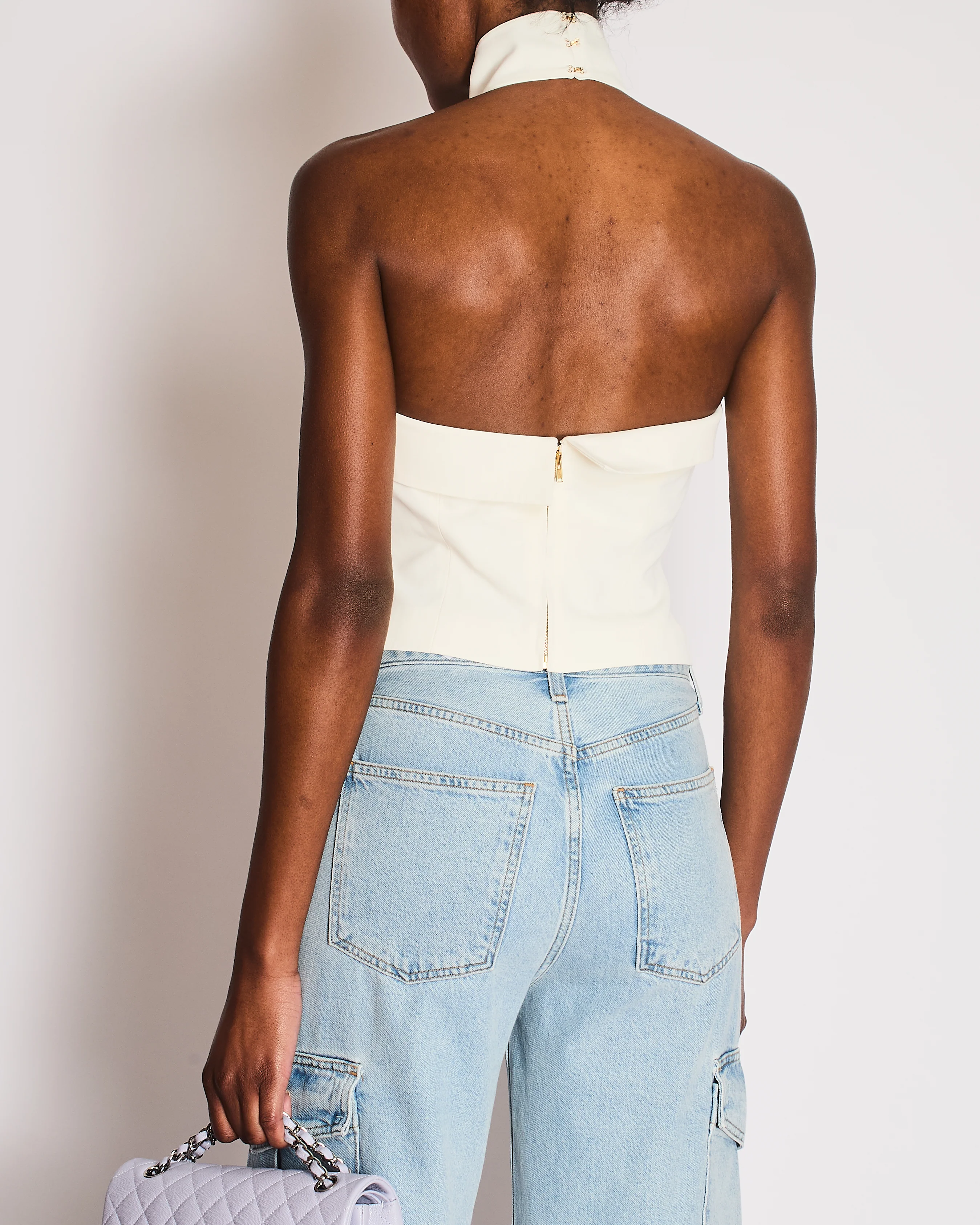 Cult Gaia White Cropped Bandeau Top with Cross Neck Detail IT 36 (UK 4) - Image 4