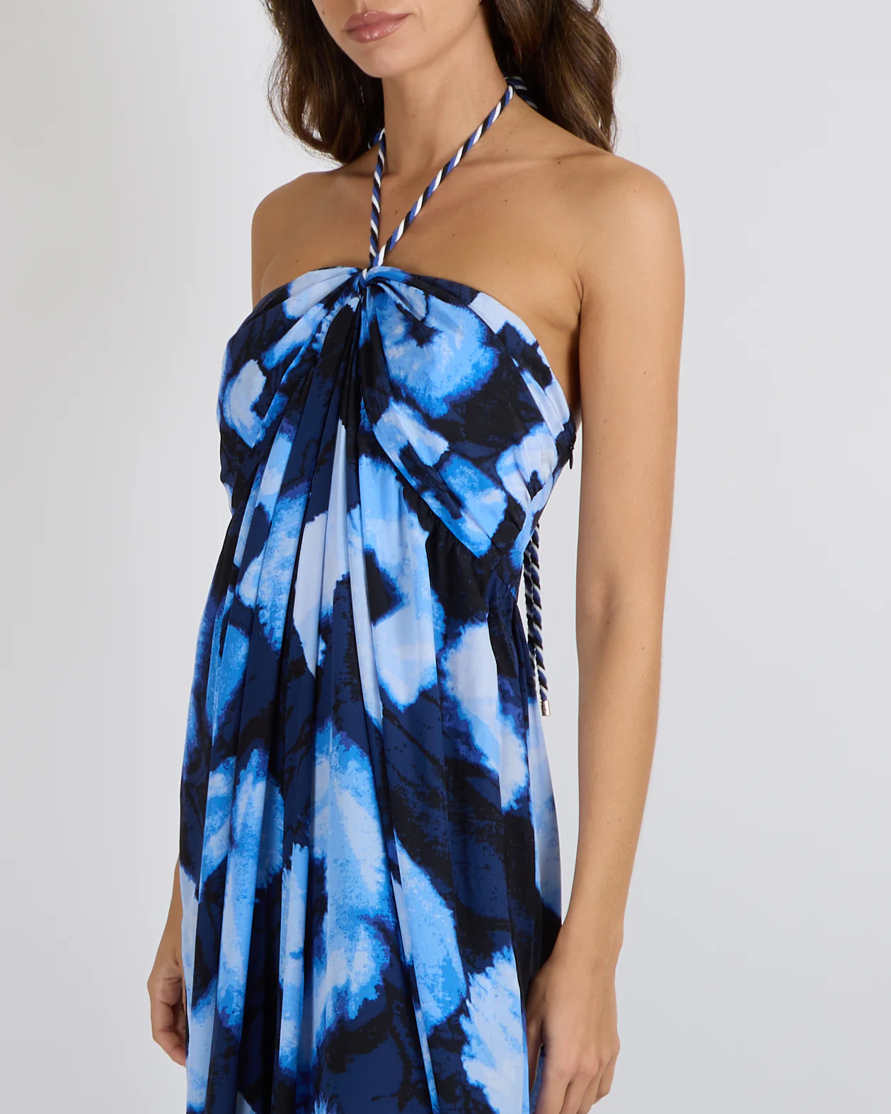 Diane Von Furstenberg Blue Silk Shibori Links Print Aphrodite Jumpsuit with Rope Neck Tie Detail Size L (UK 12) - Image 2