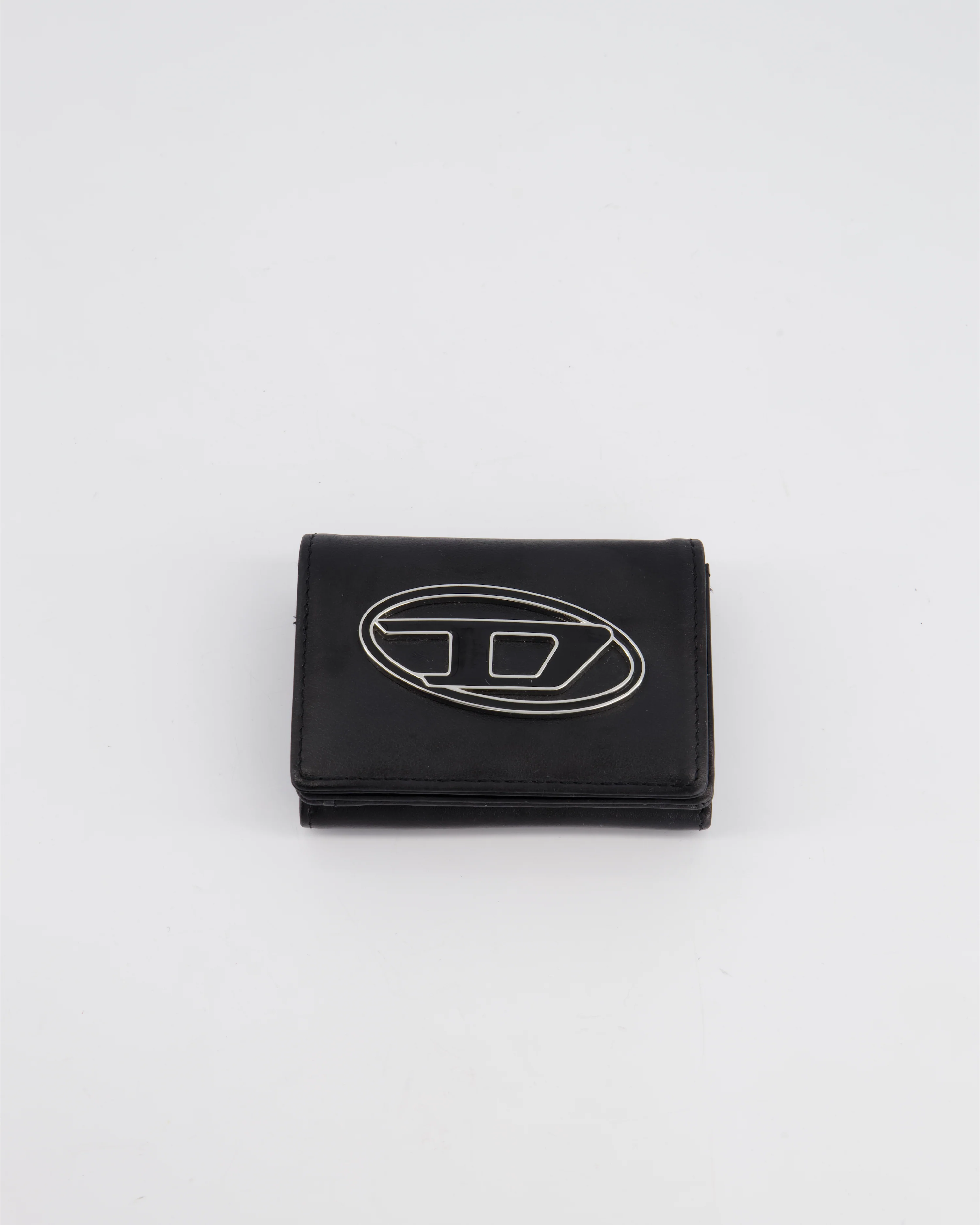 Diesel Black 1DR Leather Coin Purse with Silver Hardware - Image 4