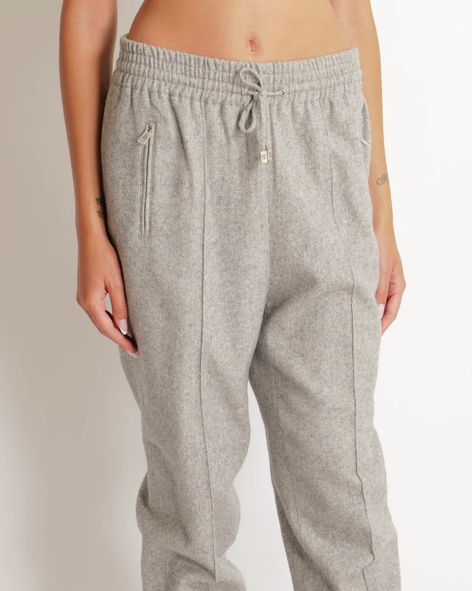 Ermanno Scervino Grey Wool Elasticated High-Waist Trousers with Logo Zip Details Size IT 42 (UK 10) RPP £800 - Image 2
