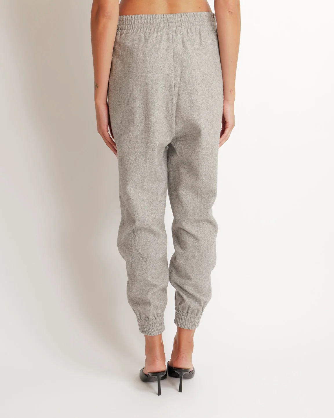 Ermanno Scervino Grey Wool Elasticated High-Waist Trousers with Logo Zip Details Size IT 42 (UK 10) RPP £800 - Image 3