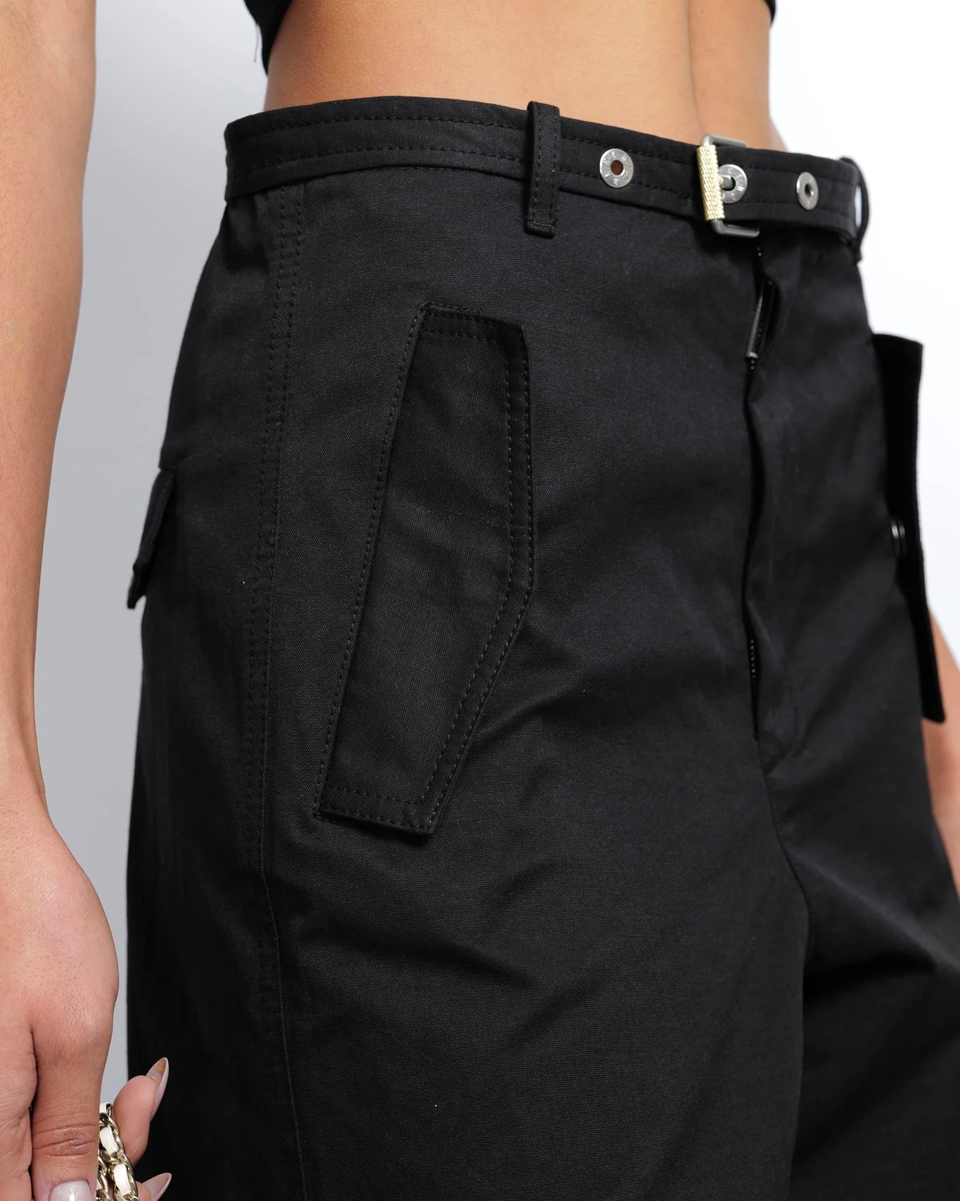 Dion Lee Black Cargo Trousers with Buckle Details Size S (UK 8) RRP £490 - Image 3