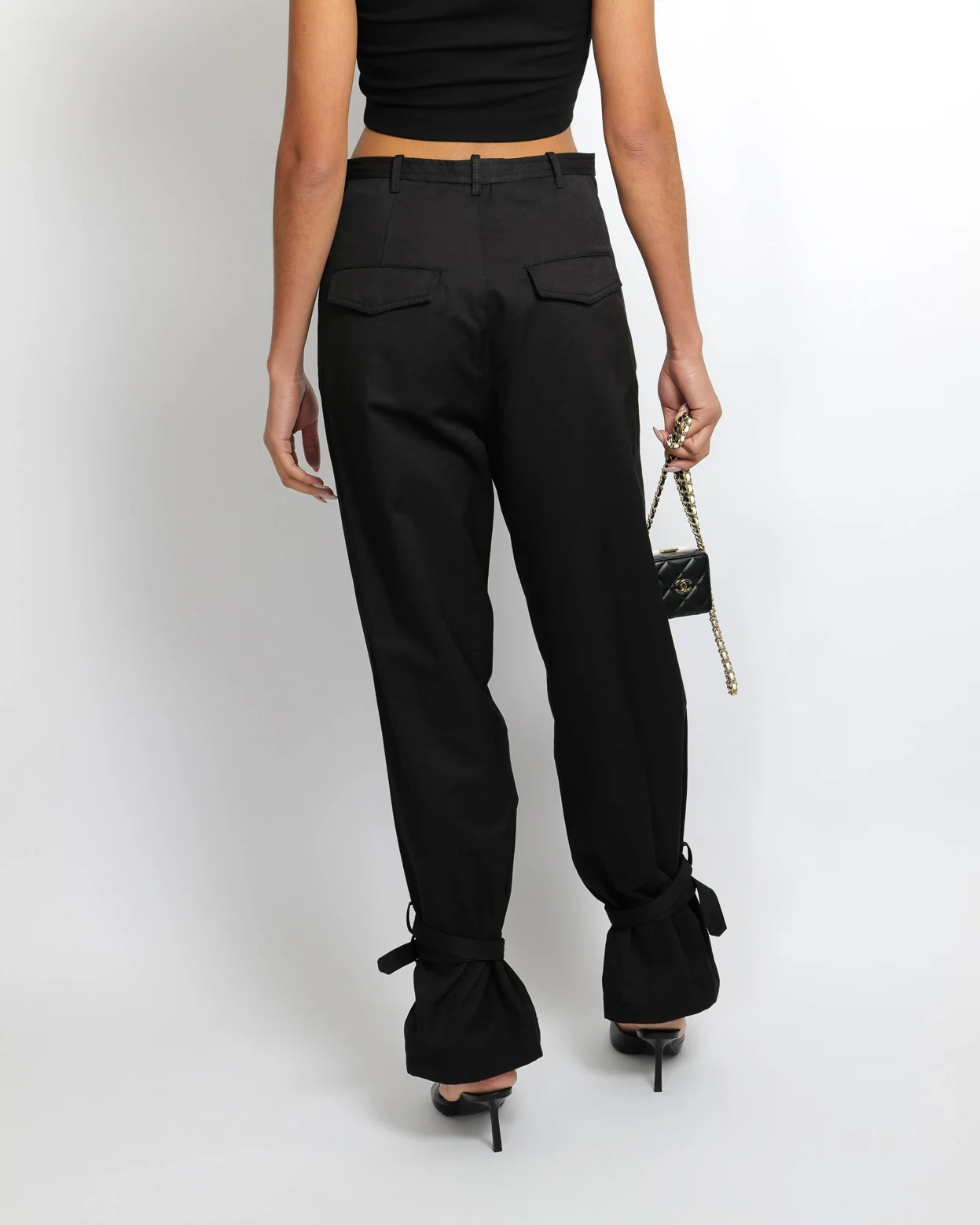 Dion Lee Black Cargo Trousers with Buckle Details Size S (UK 8) RRP £490 - Image 4