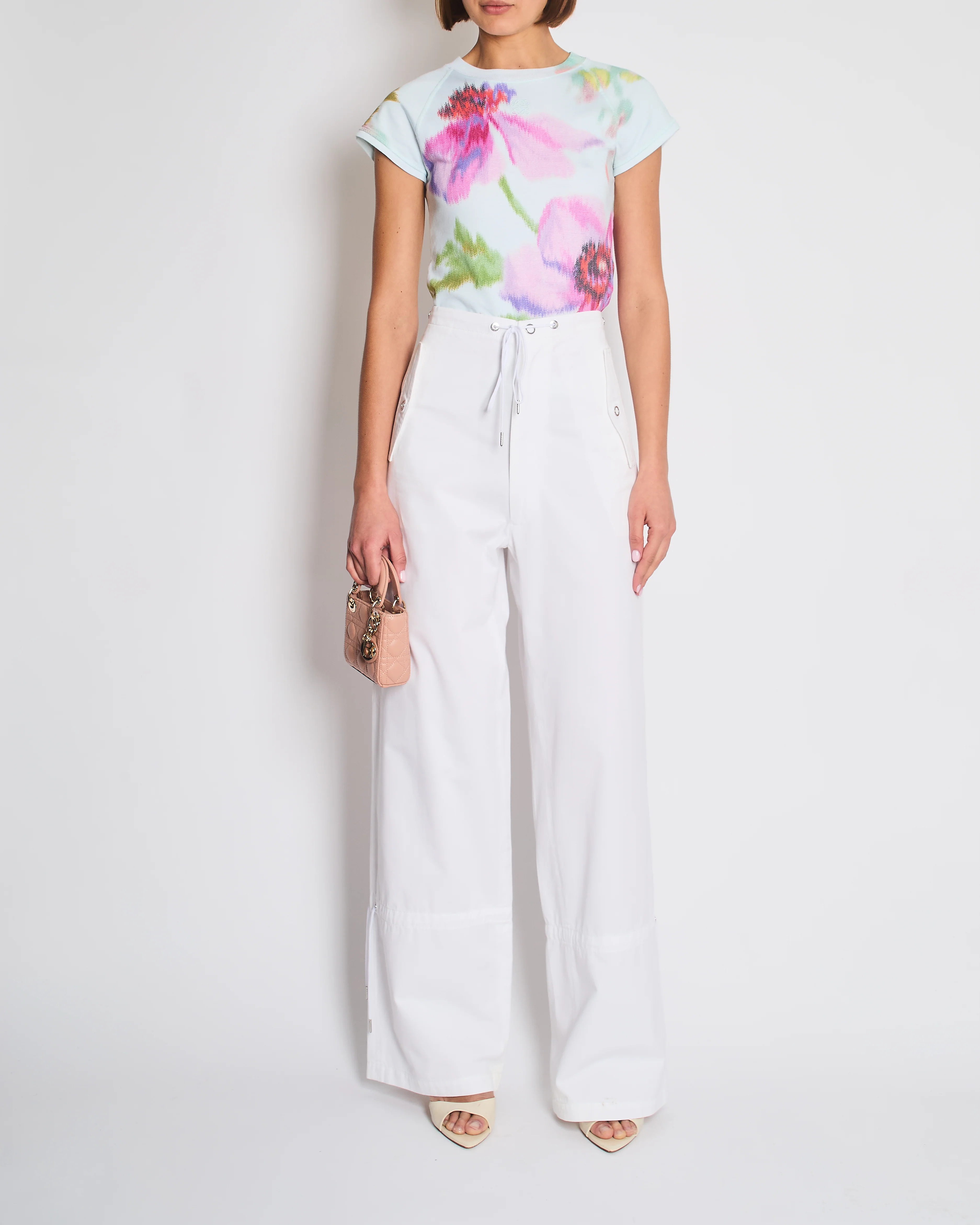 Dion Lee White Cargo Trousers with Pocket and Drawstring Detail Size FR 34 (UK 6)