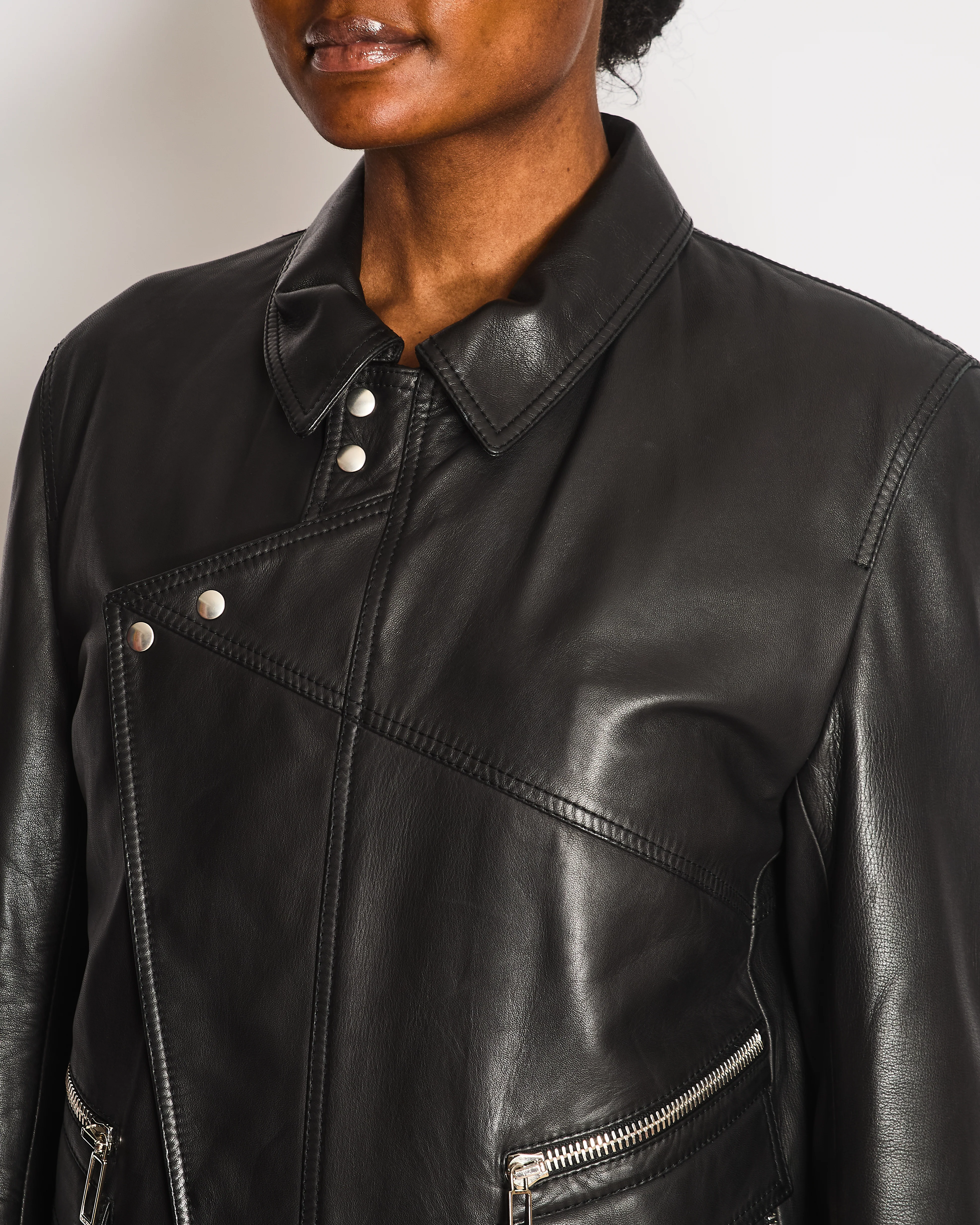 Dior Menswear Black Leather Jacket with Silver Detail Size L (UK 50) - Image 3