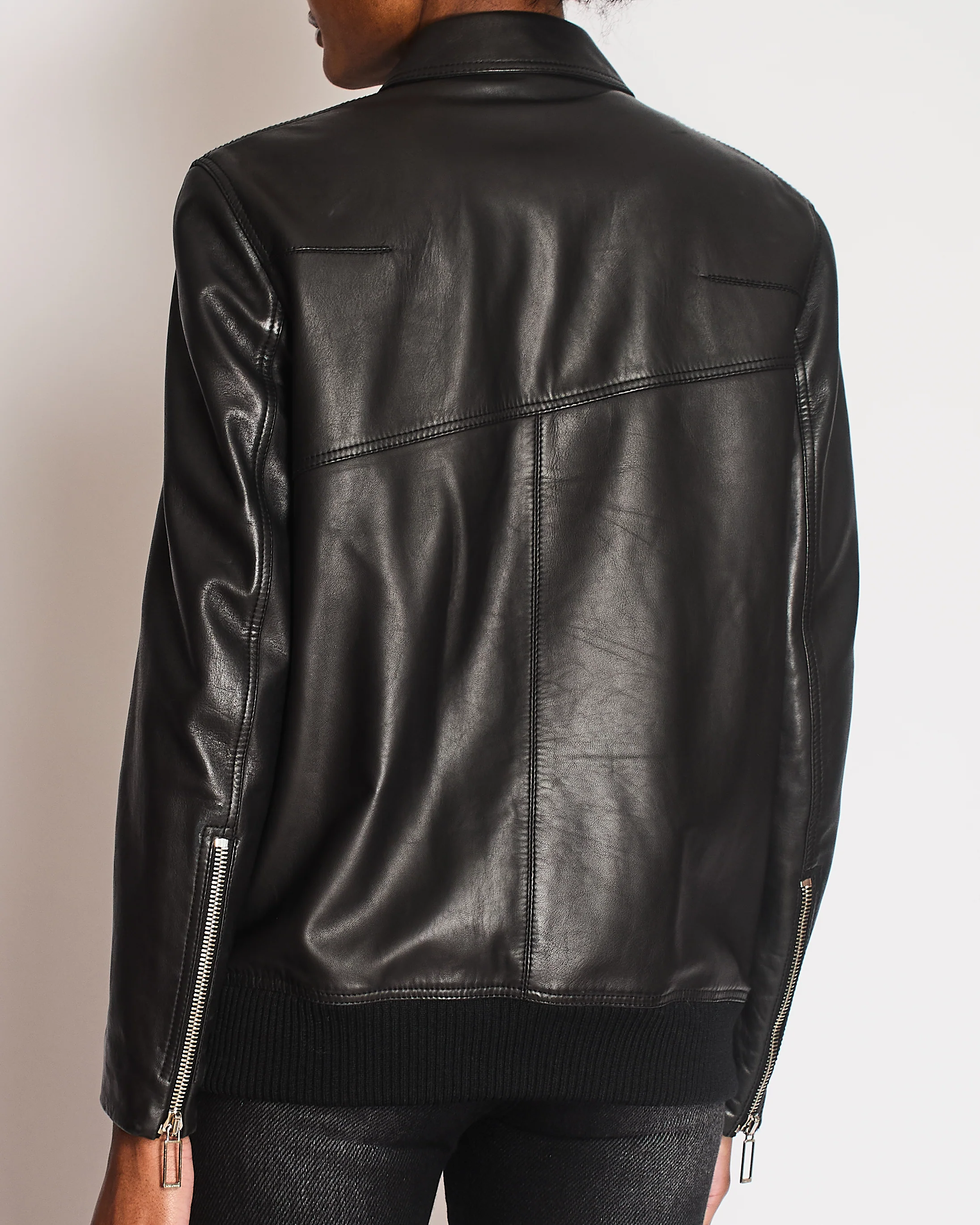 Dior Menswear Black Leather Jacket with Silver Detail Size L (UK 50) - Image 4
